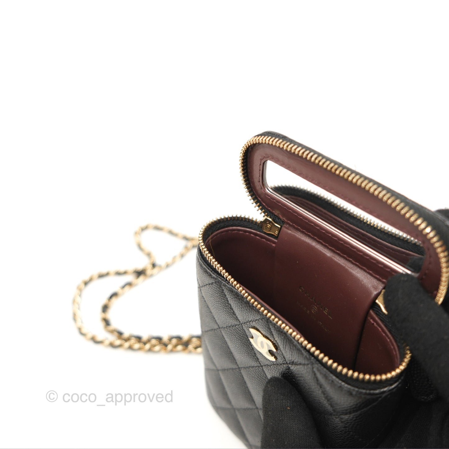 Chanel Classic Mini Vanity With Chain Black Caviar Gold Hardware