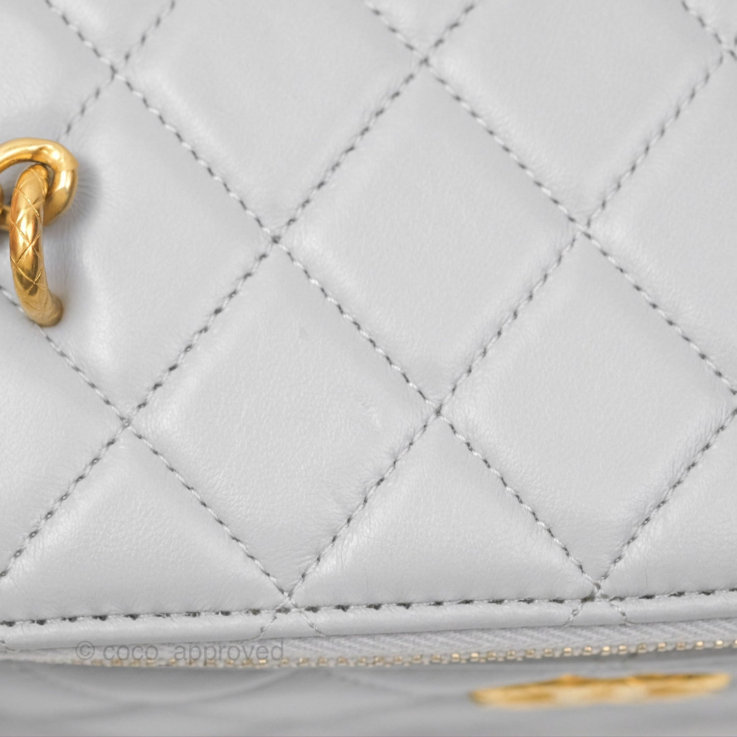 Chanel All Slide Vanity with Adjustable Chain Grey Lambskin Aged Gold Hardware