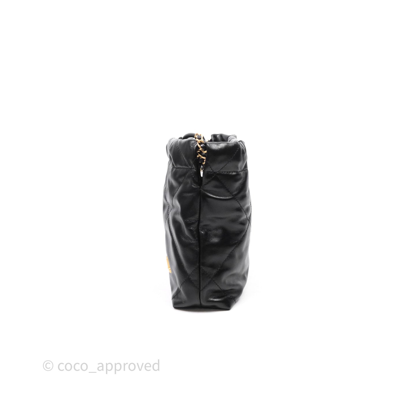 Chanel 22 Mini Bag Black Crumpled Calfskin Aged Gold Hardware