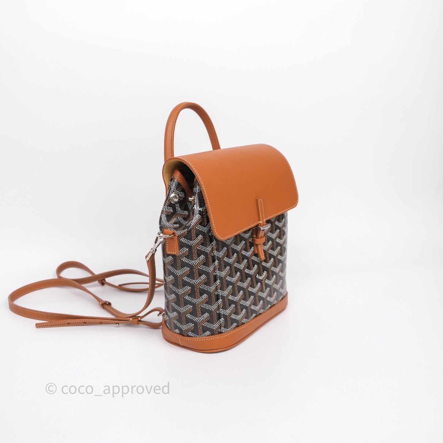 Goyard Mini Alpin Backpack Black/ Tan  Goyardine Calfskin
