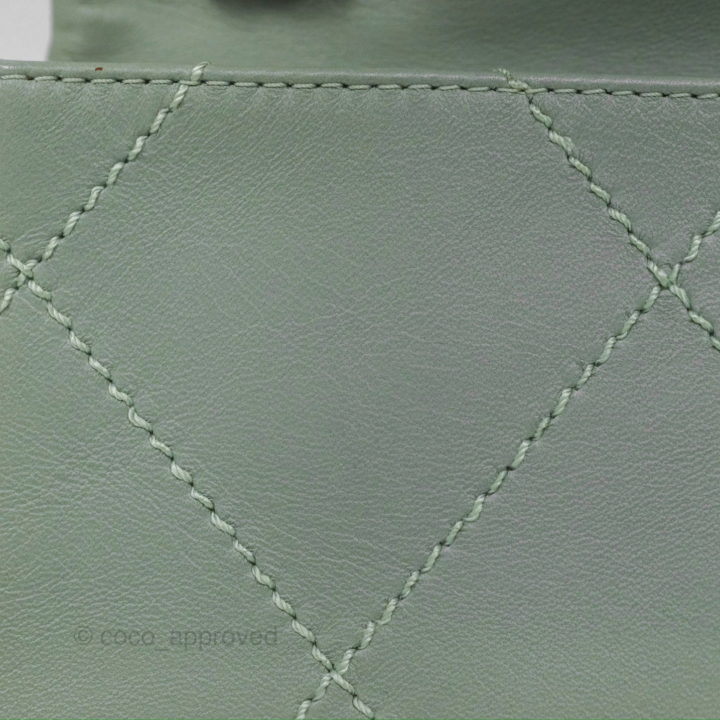 Chanel CC East West Flap Bag Lambskin Mint Green Silver Hardware