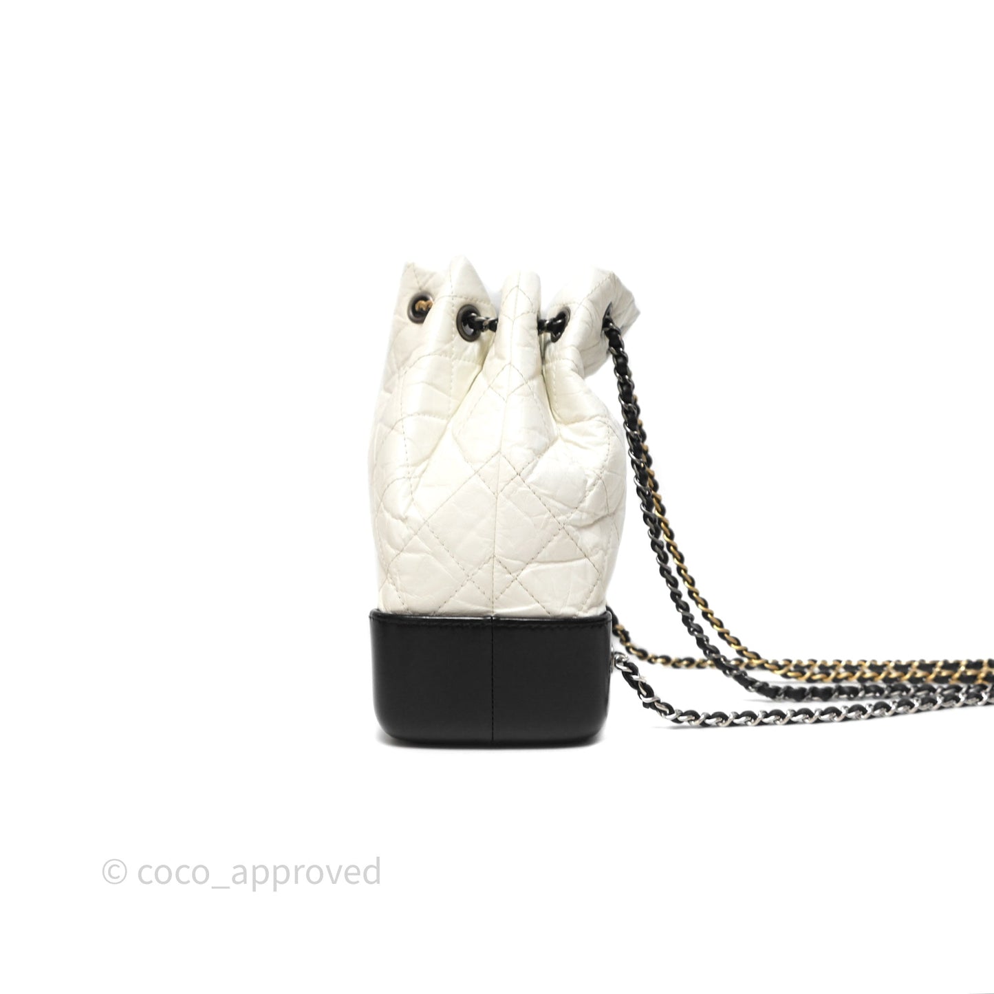 Chanel Small Gabrielle Backpack White Black Aged Calfskin