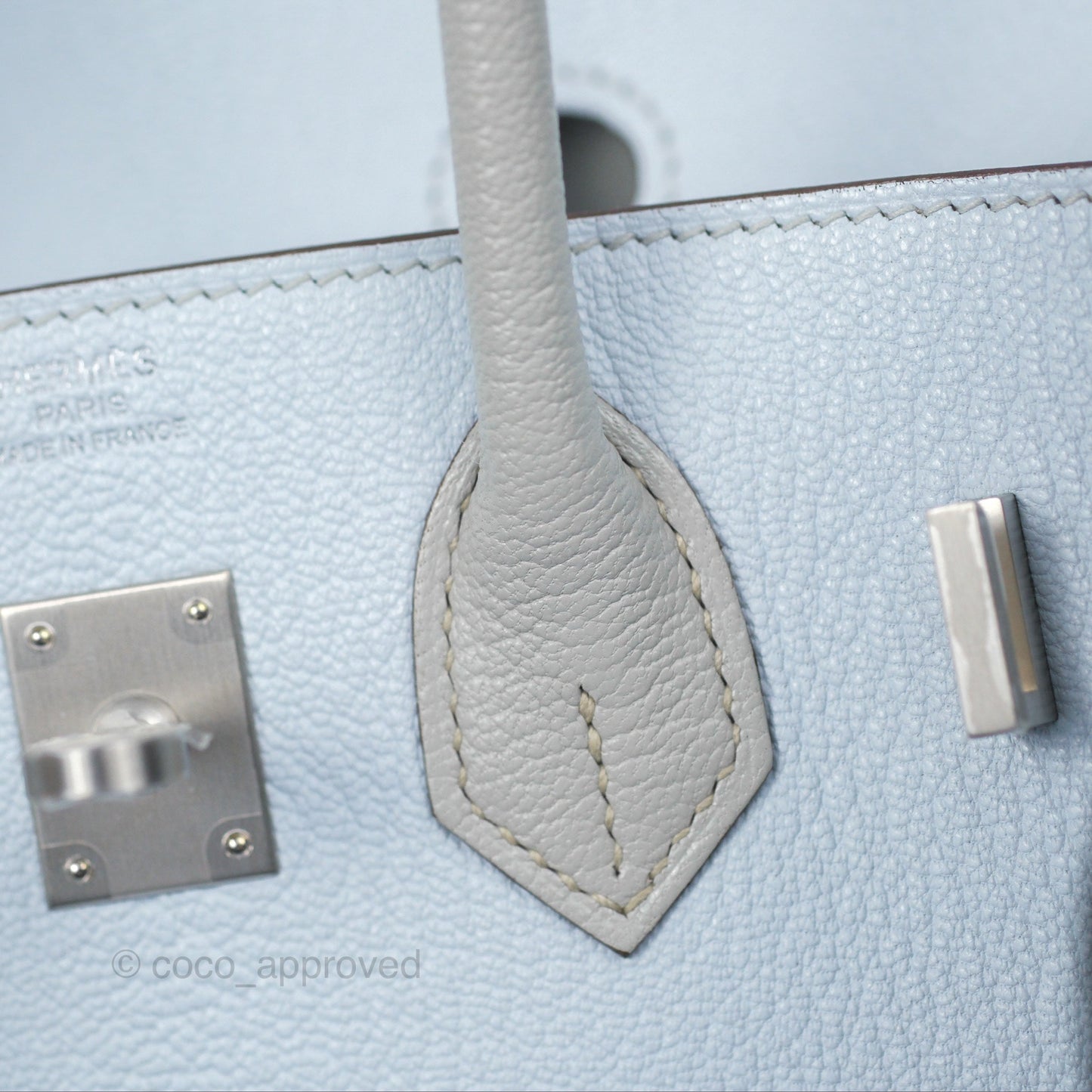 Hermès Birkin 25 Retourne HSS Blue Brume T0/ Gris Perle 80 Chevre Mysore Palladium Hardware