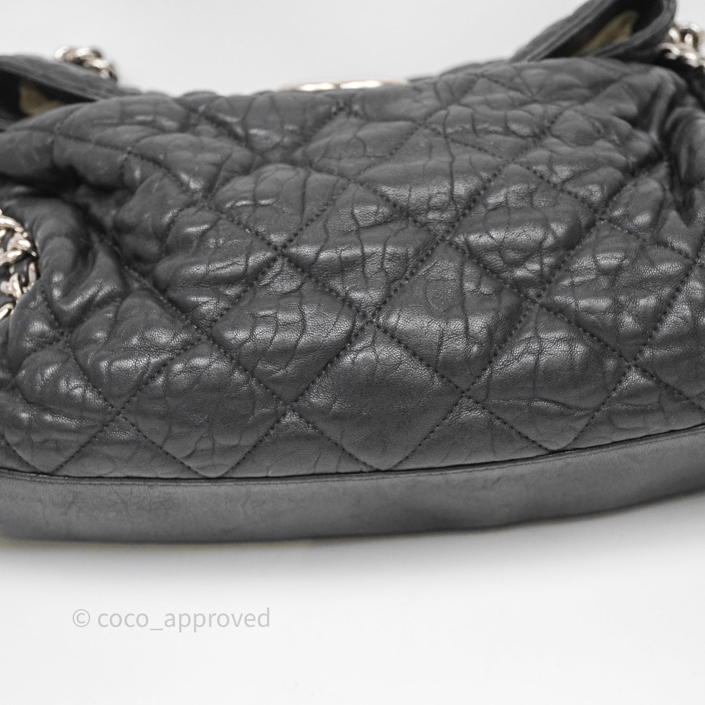 Chanel Chain Around Calfskin Hobo Black Silver Hardware