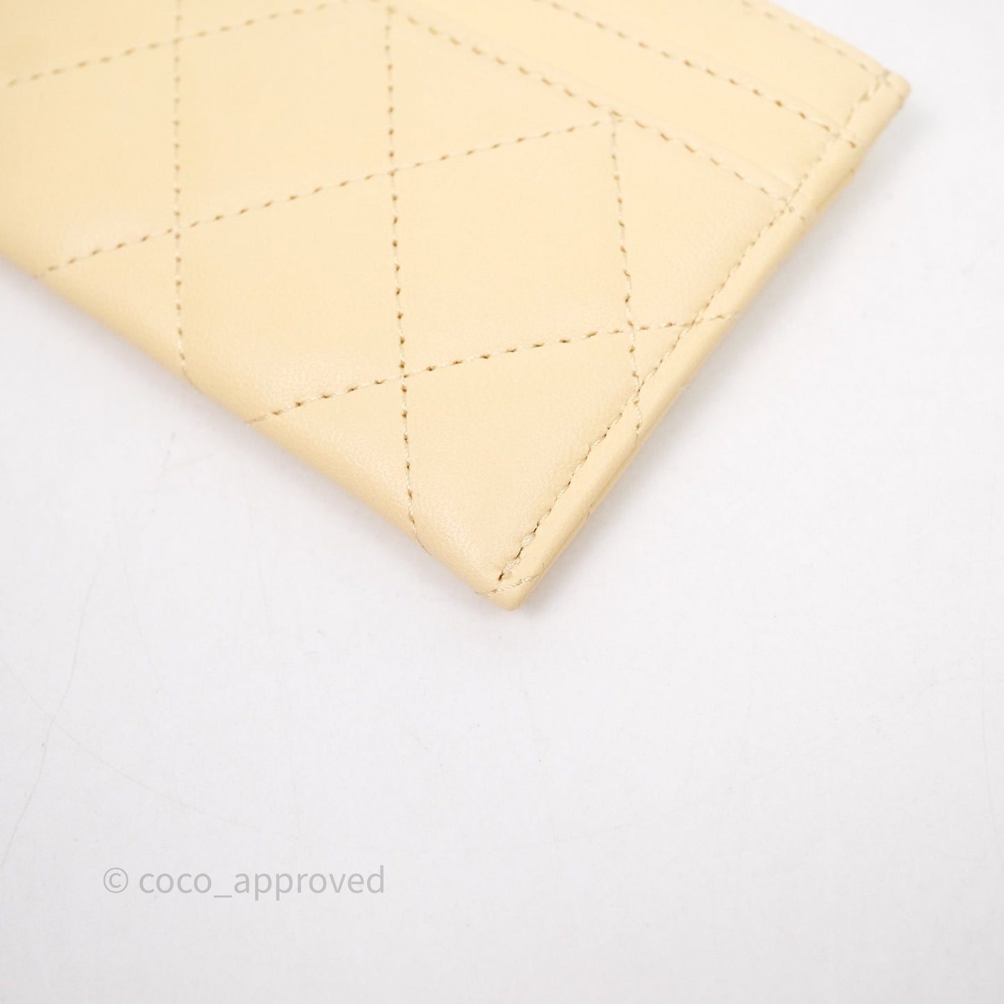 Chanel Classic Flat Card Holder Yellow Lambskin Gold Hardware