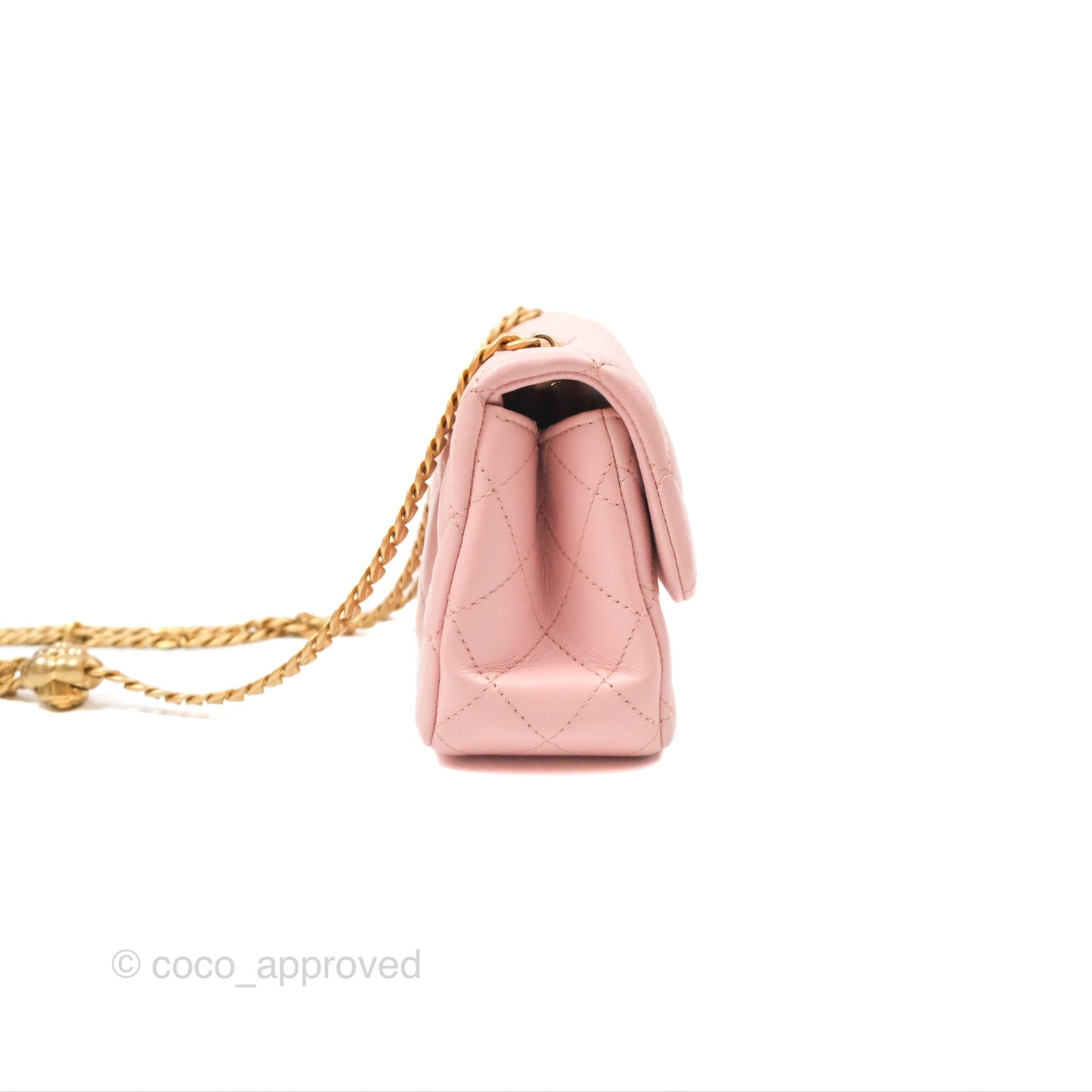 Chanel Sweet Camellia Mini Rectangular Flap Pink Lambskin Aged Gold Hardware 23S