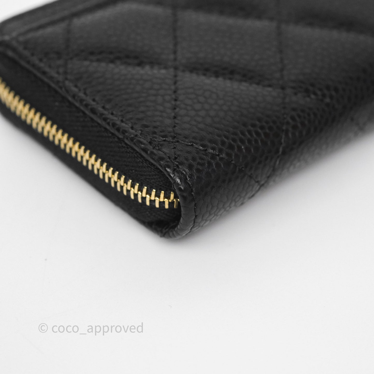 Chanel Classic Zipped Coin Purse Black Caviar Gold Hardware