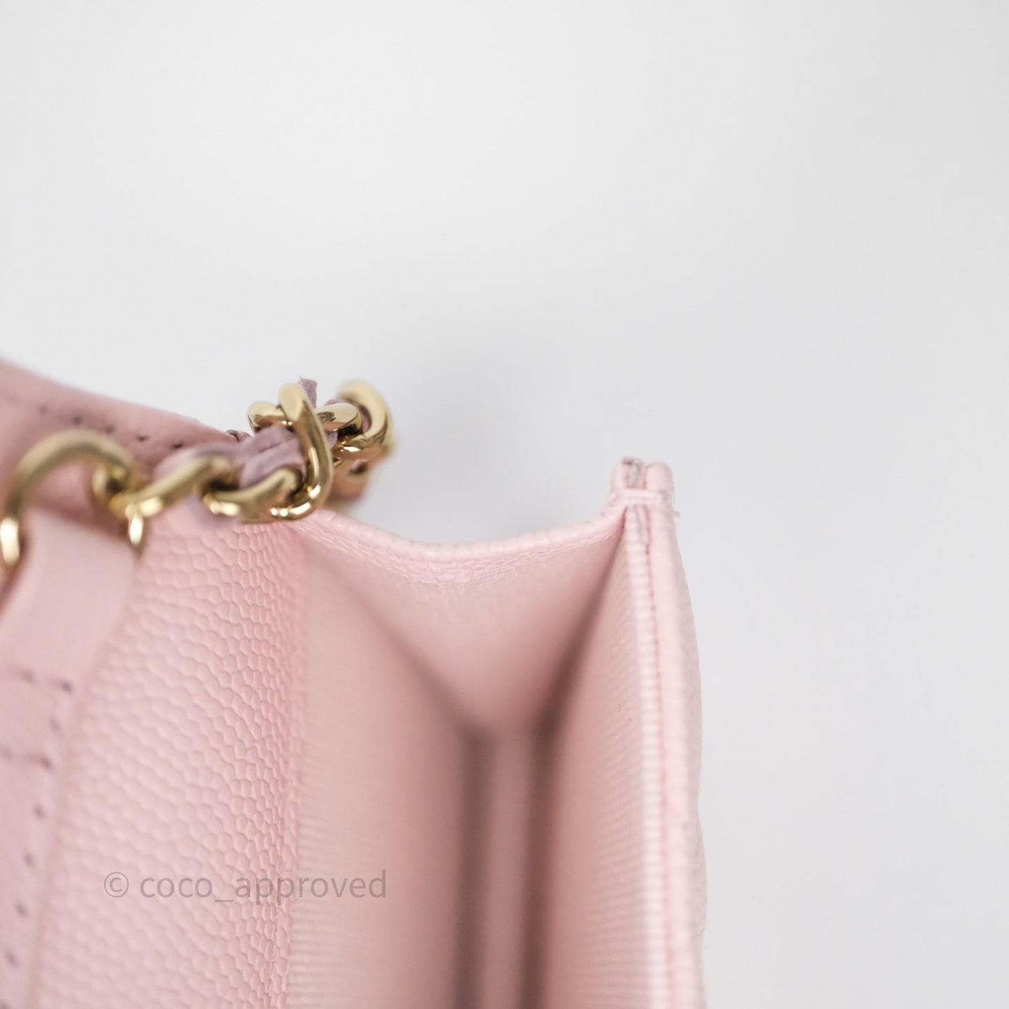 Chanel Mini Wallet With Chain Light Pink Caviar Gold Hardware