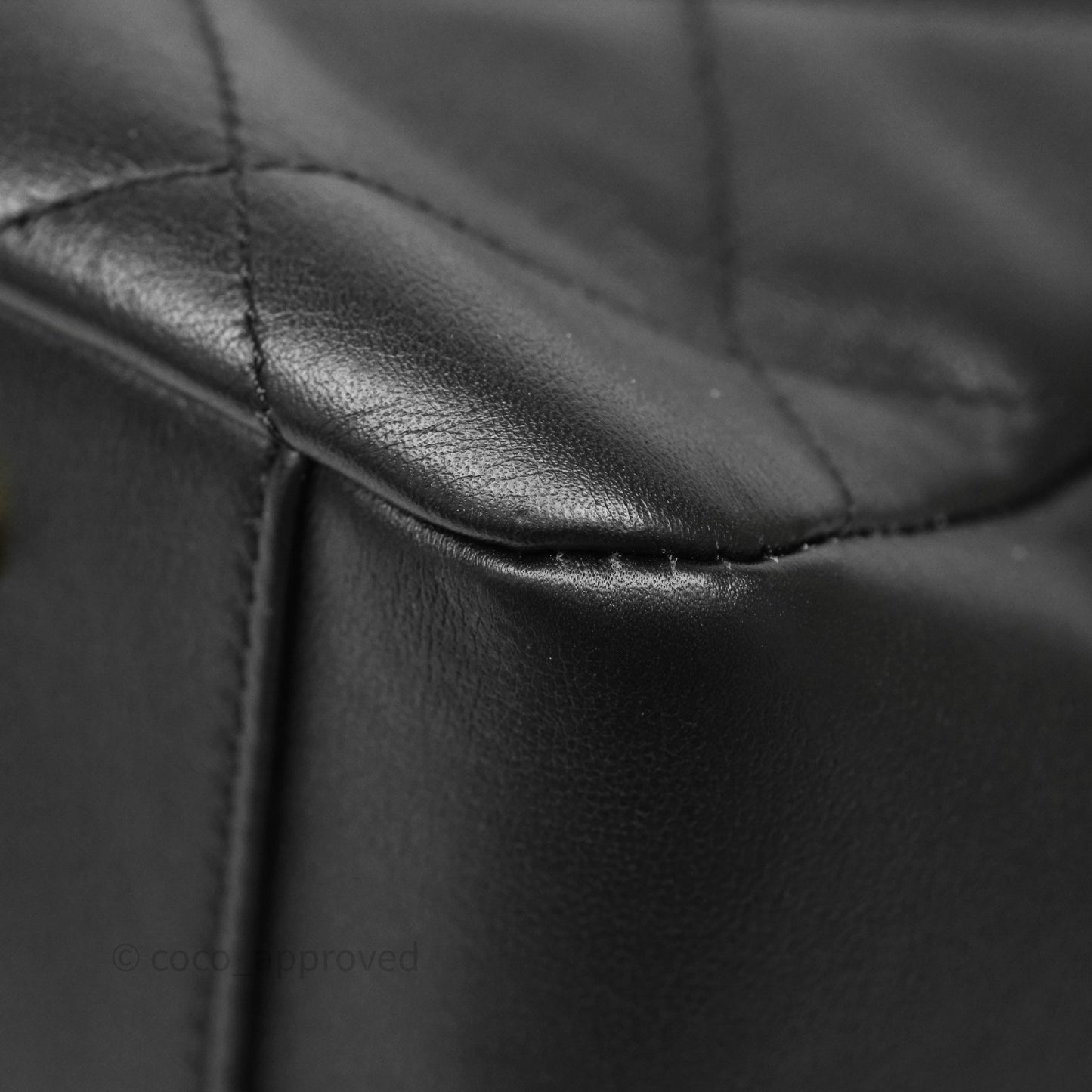 Chanel Stitched Large Shopping Bag Black Calfskin Aged Gold Hardware
