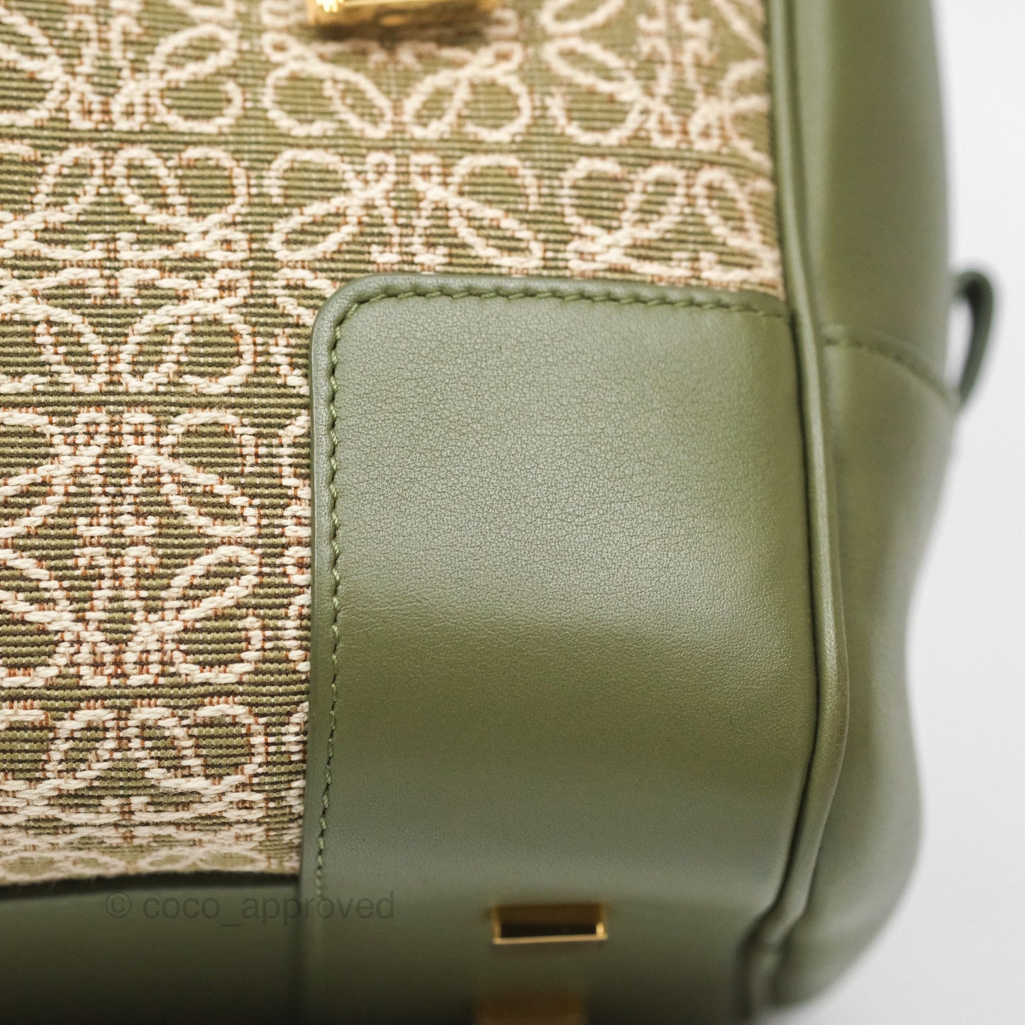 Loewe Amazona 19 Square Green/ Avocado Green in Anagram Jacquard and Calfskin