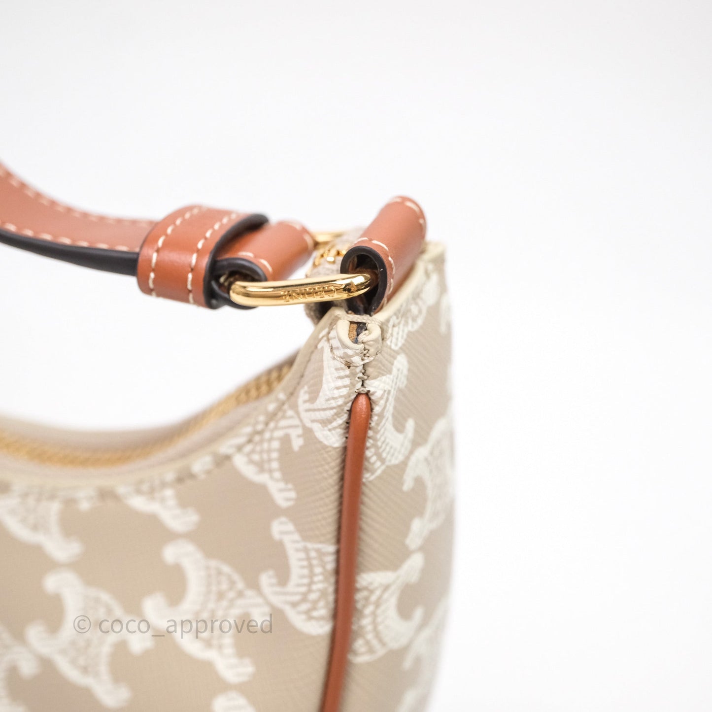 Celine Ava Bag In Triomphe Canvas Calfskin Grege