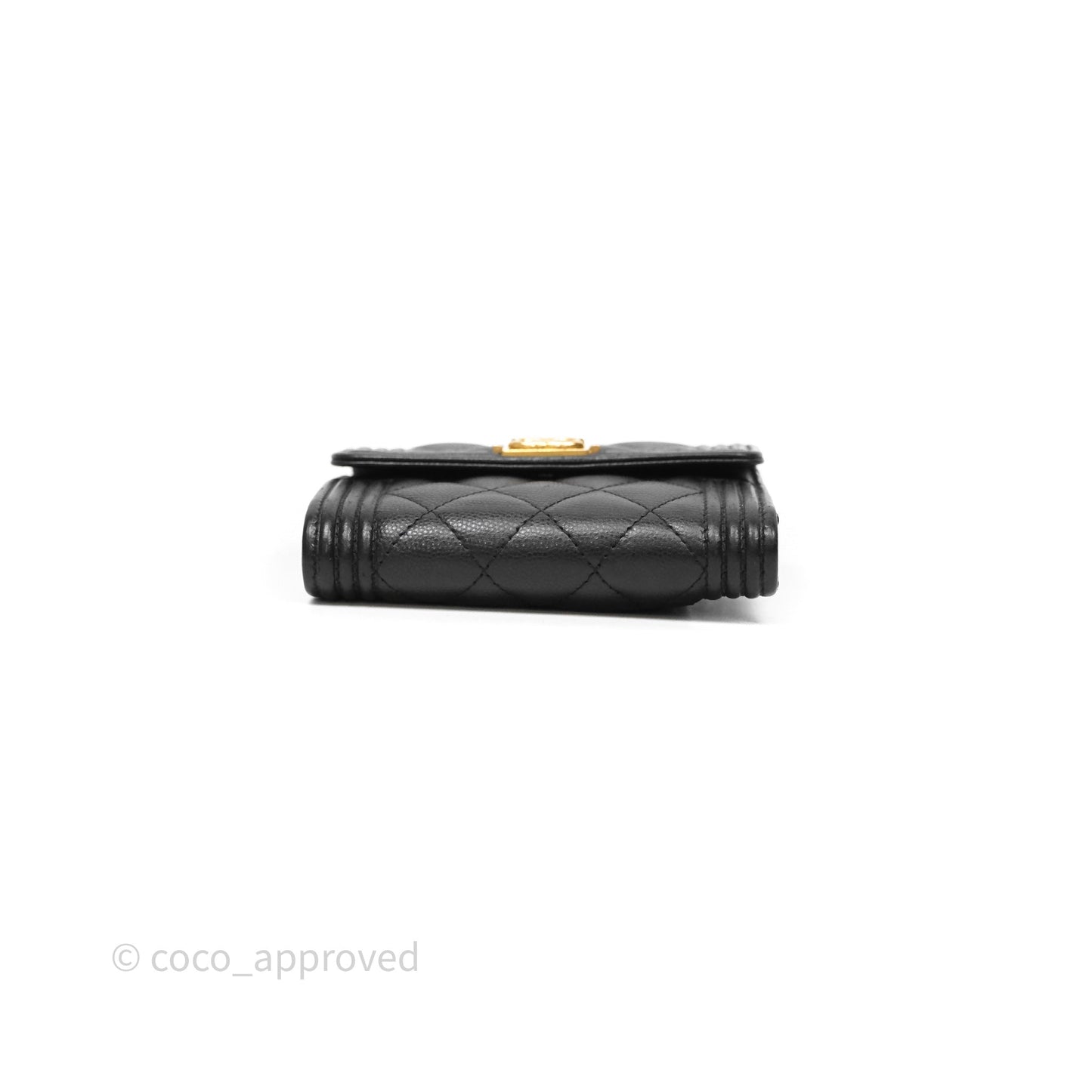 Chanel Small Boy Flap Wallet Black Caviar Gold Hardware