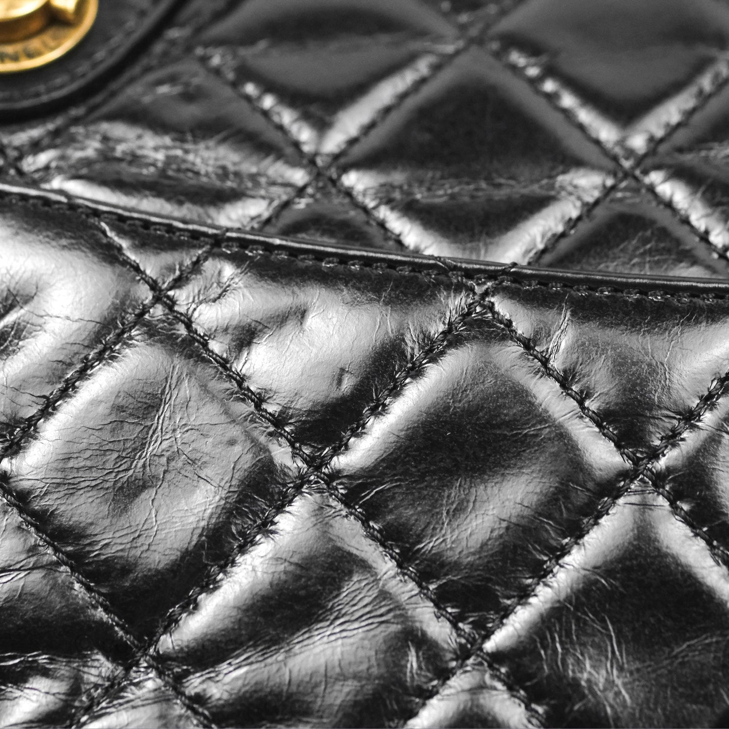 Chanel Medium Castle Rock Flap Black Glazed Calfskin Antique Gold Hardware