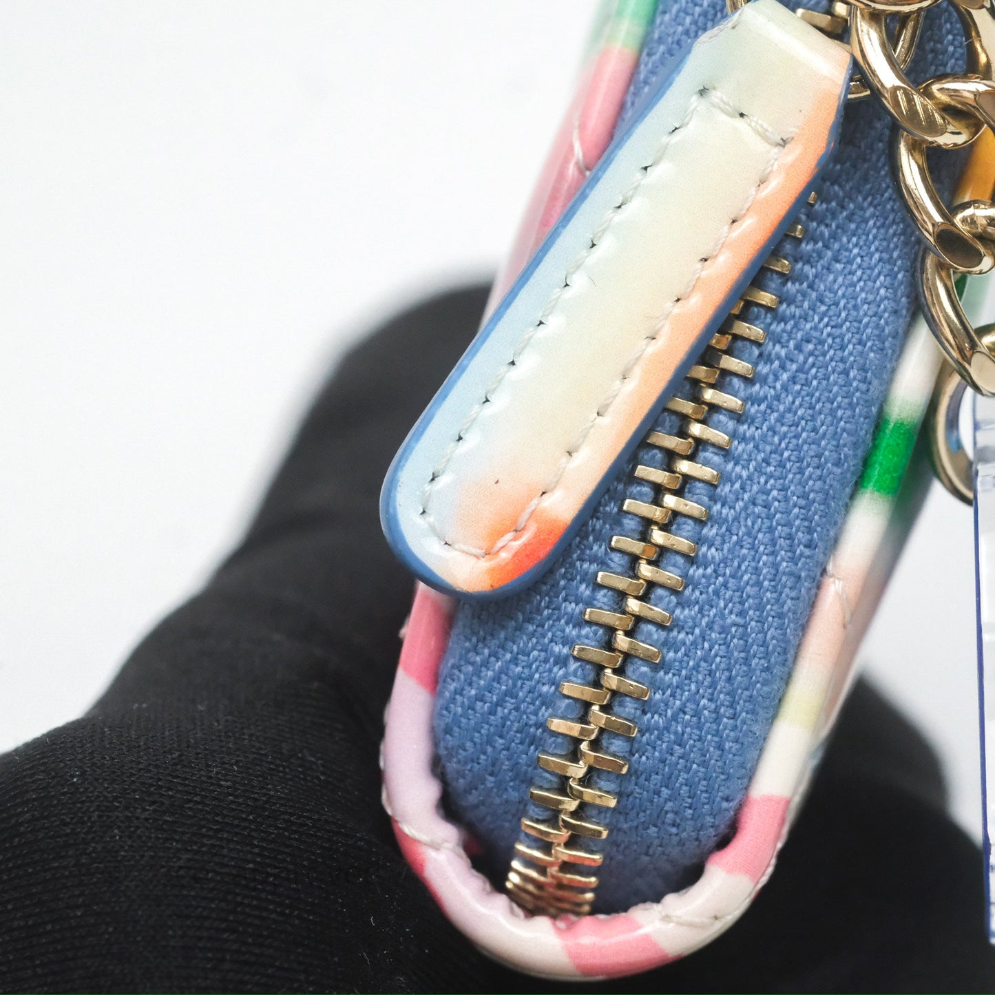 Chanel Printed Quilted Zip Coin Purse Patent Calfskin Multicolor