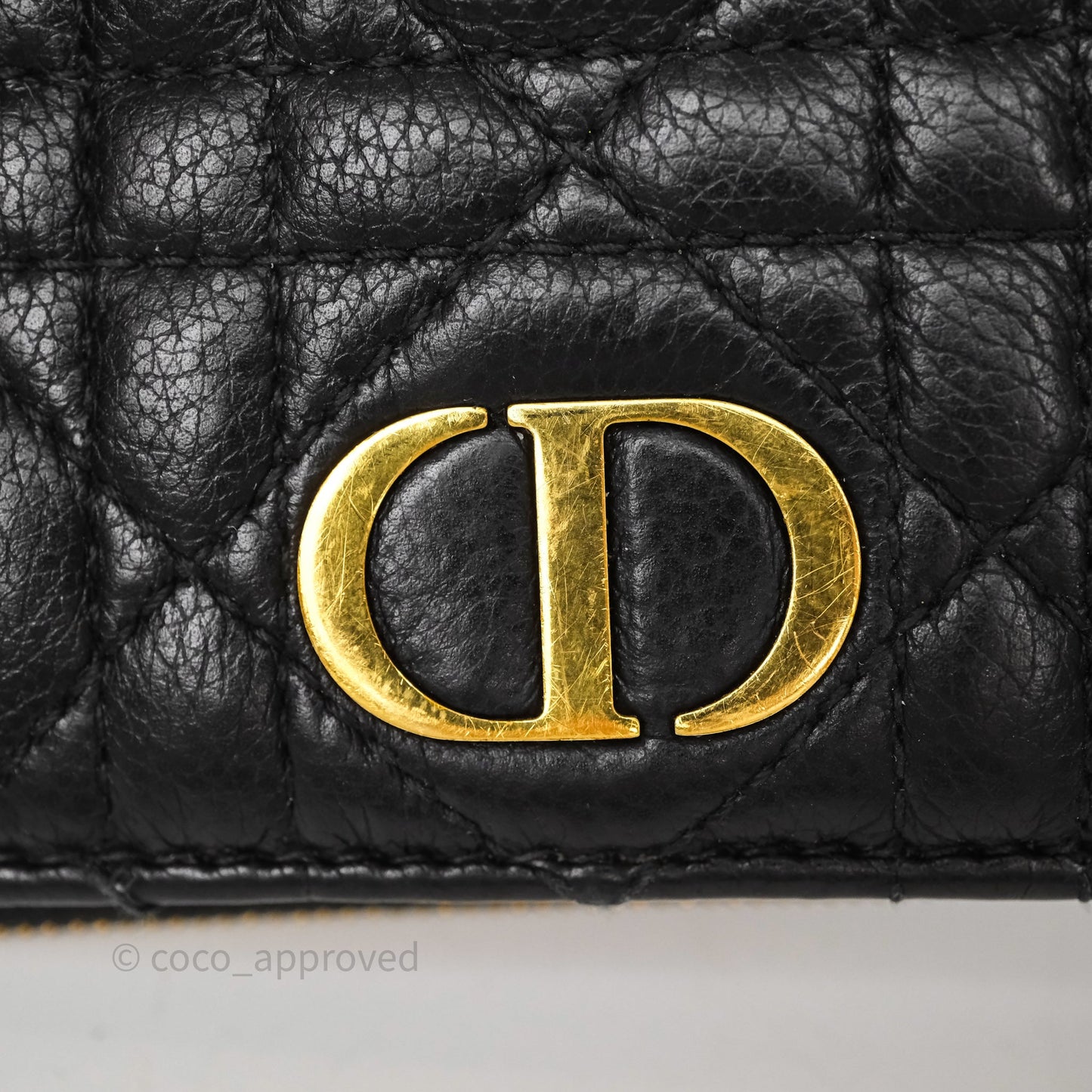 Christian Dior Caro Dahlia Wallet Black Calfskin Gold Hardware