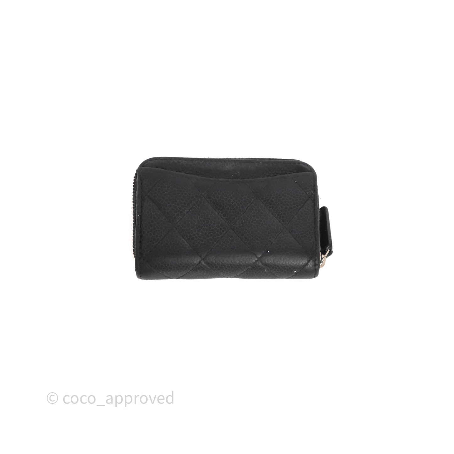 Chanel Classic Zipped Coin Purse Black Caviar Silver Hardware