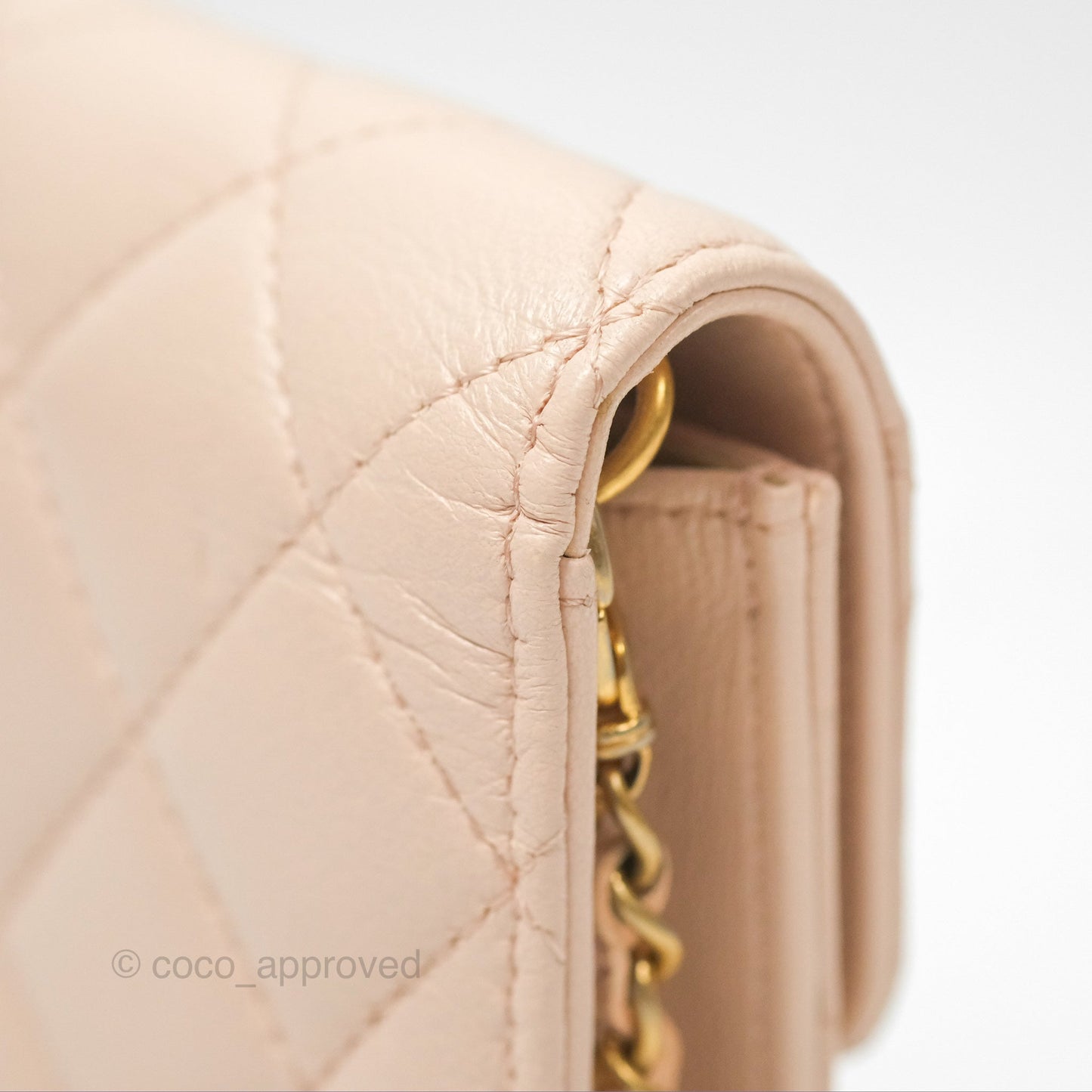 Chanel Mini Pearl Crush Clutch With Chain Belt Rose Clair Pink Aged Gold Hardware
