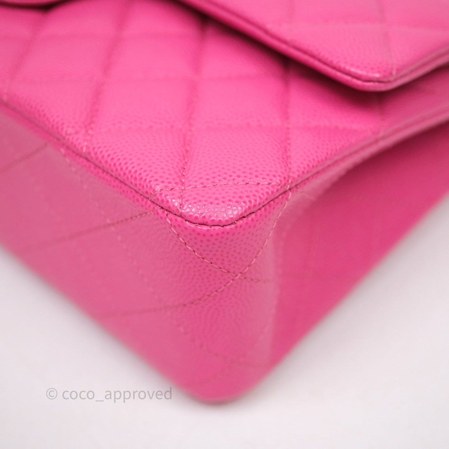 Chanel Classic M/L Medium Flap Quilted Hot Pink Caviar Gold Hardware