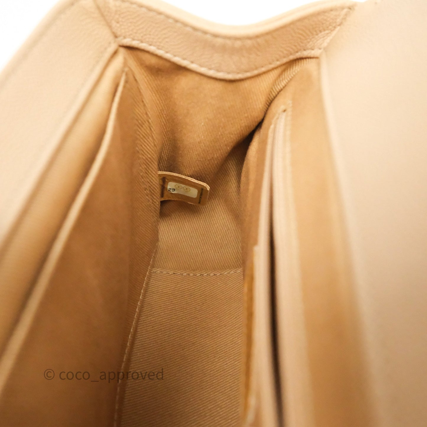 Chanel Small Business Affinity Flap Quilted Beige Caviar Gold Hardware
