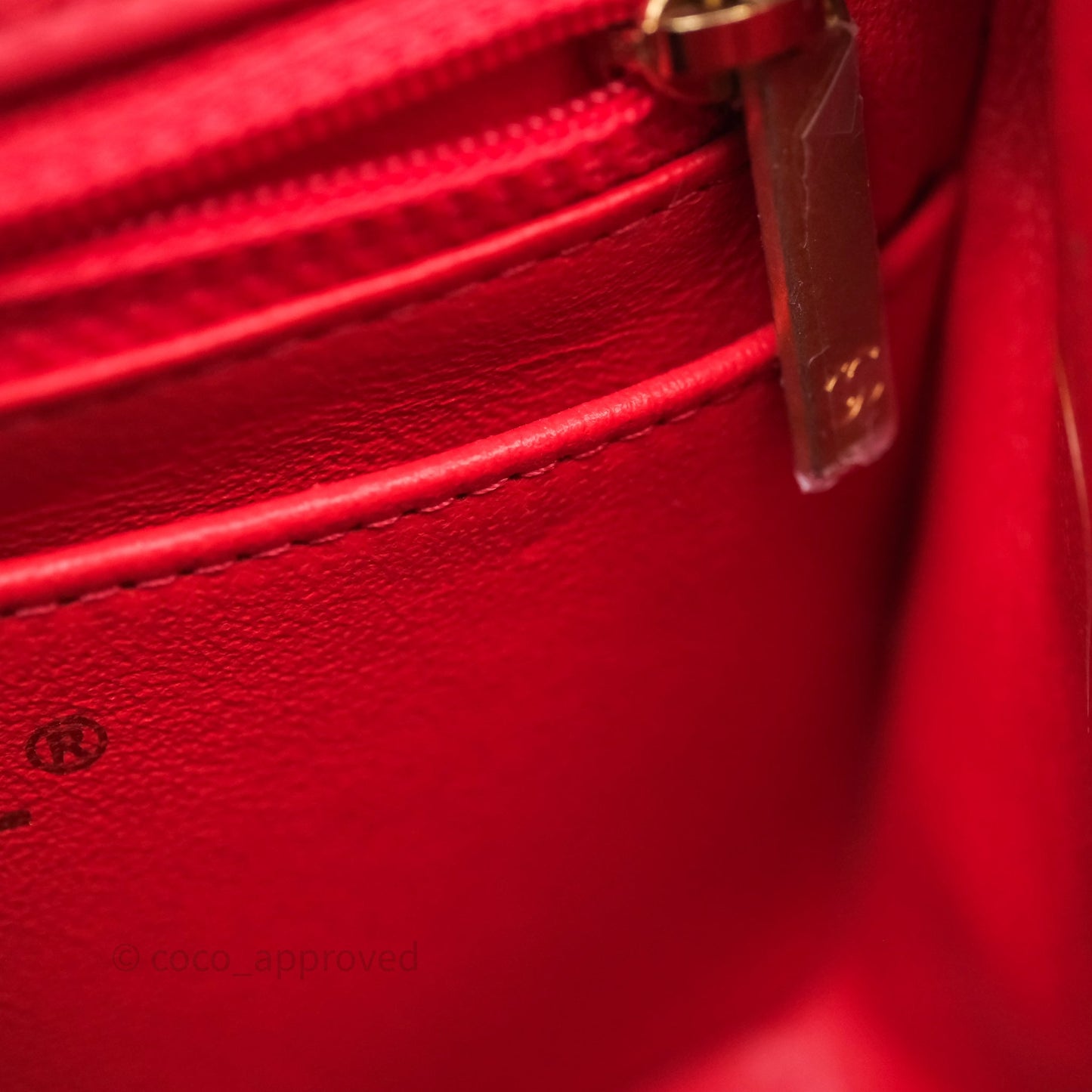 Chanel Mini Square Quilted Red Lambskin Aged Gold Hardware