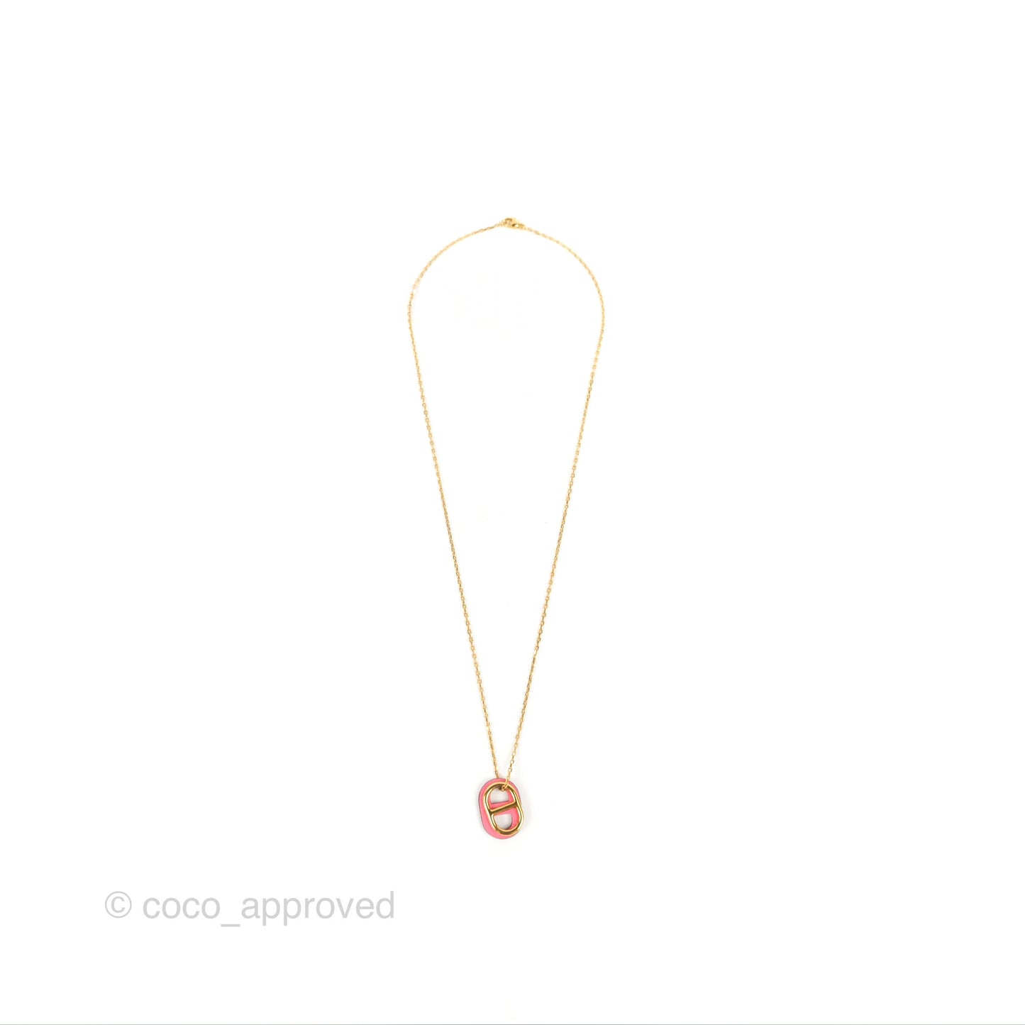 Hermès O'Maillon Pendant Rose Azalee Swift Gold Tone