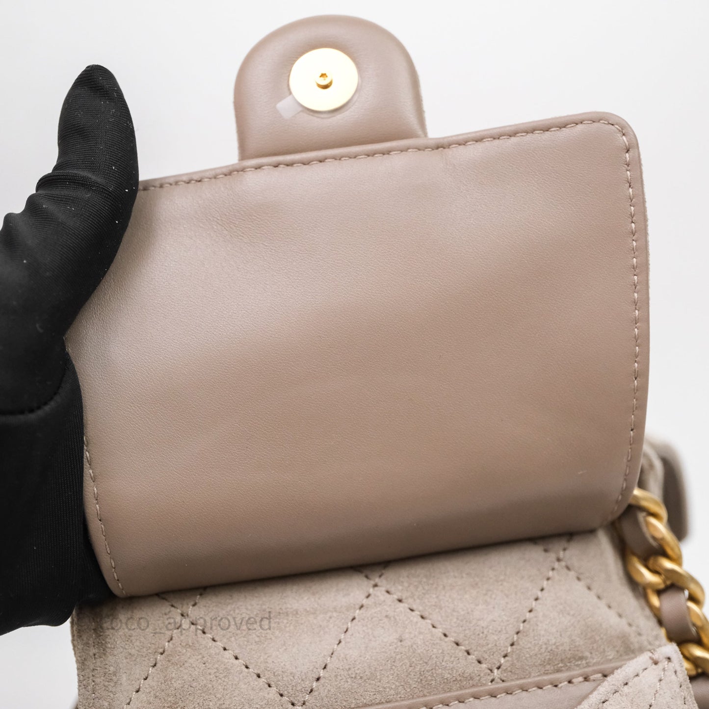 Chanel 25 Small Suede Calfskin Aged Gold Hardware