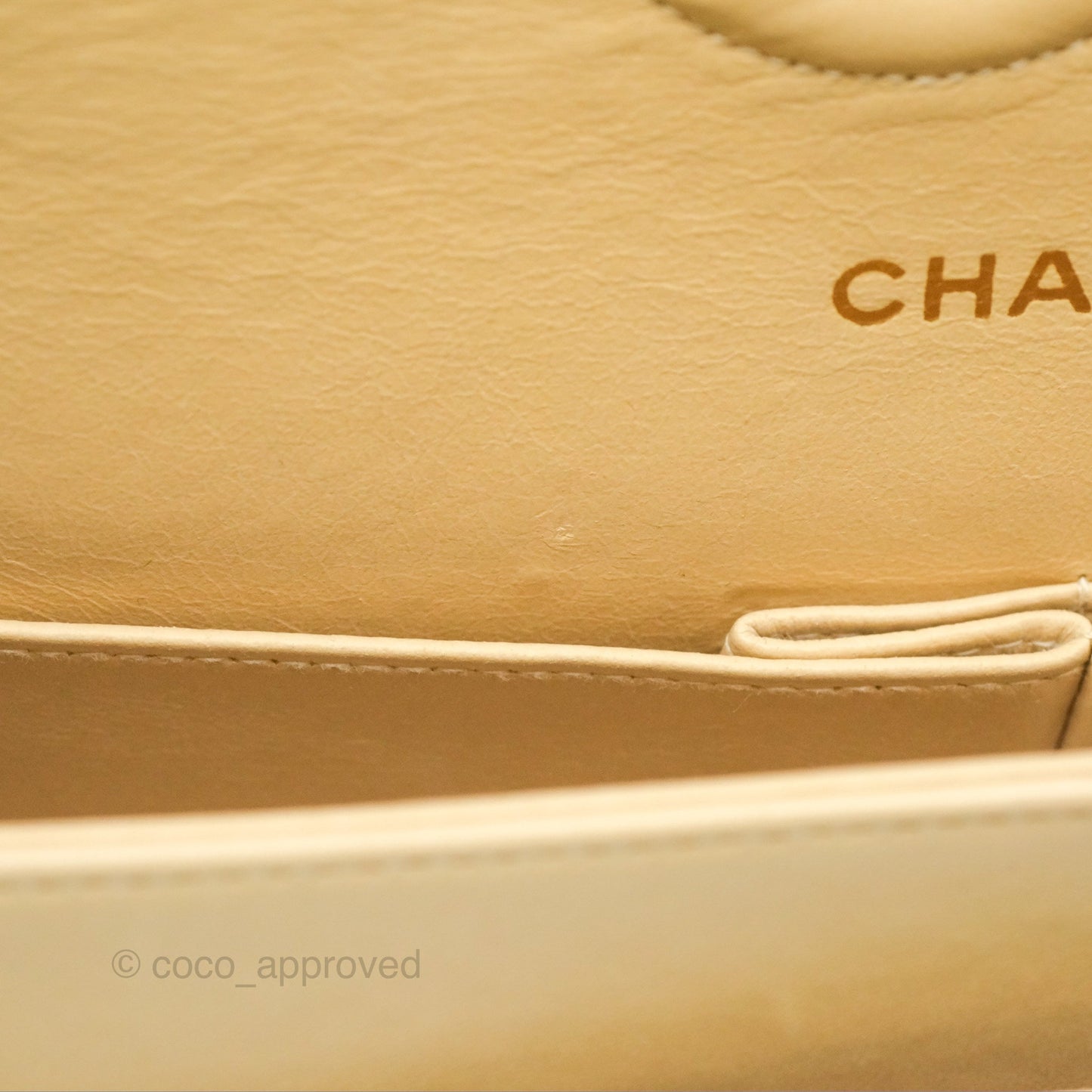 Chanel Vintage Medium Classic Flap Beige Lambskin 24K Gold Hardware