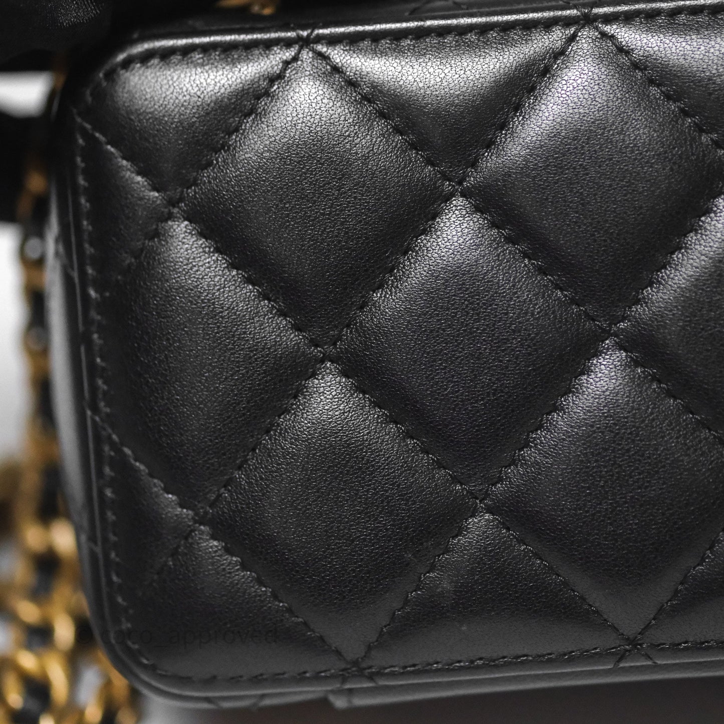 Chanel Top Handle Vanity Case Black Lambskin Aged Gold Hardware 22A