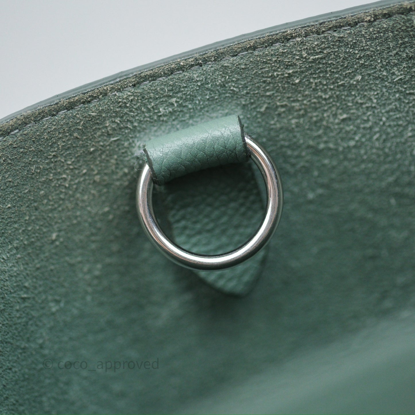 Celine Small Sangle Bucket Bag Light Green Celadon Grained Calfskin Silver Hardware