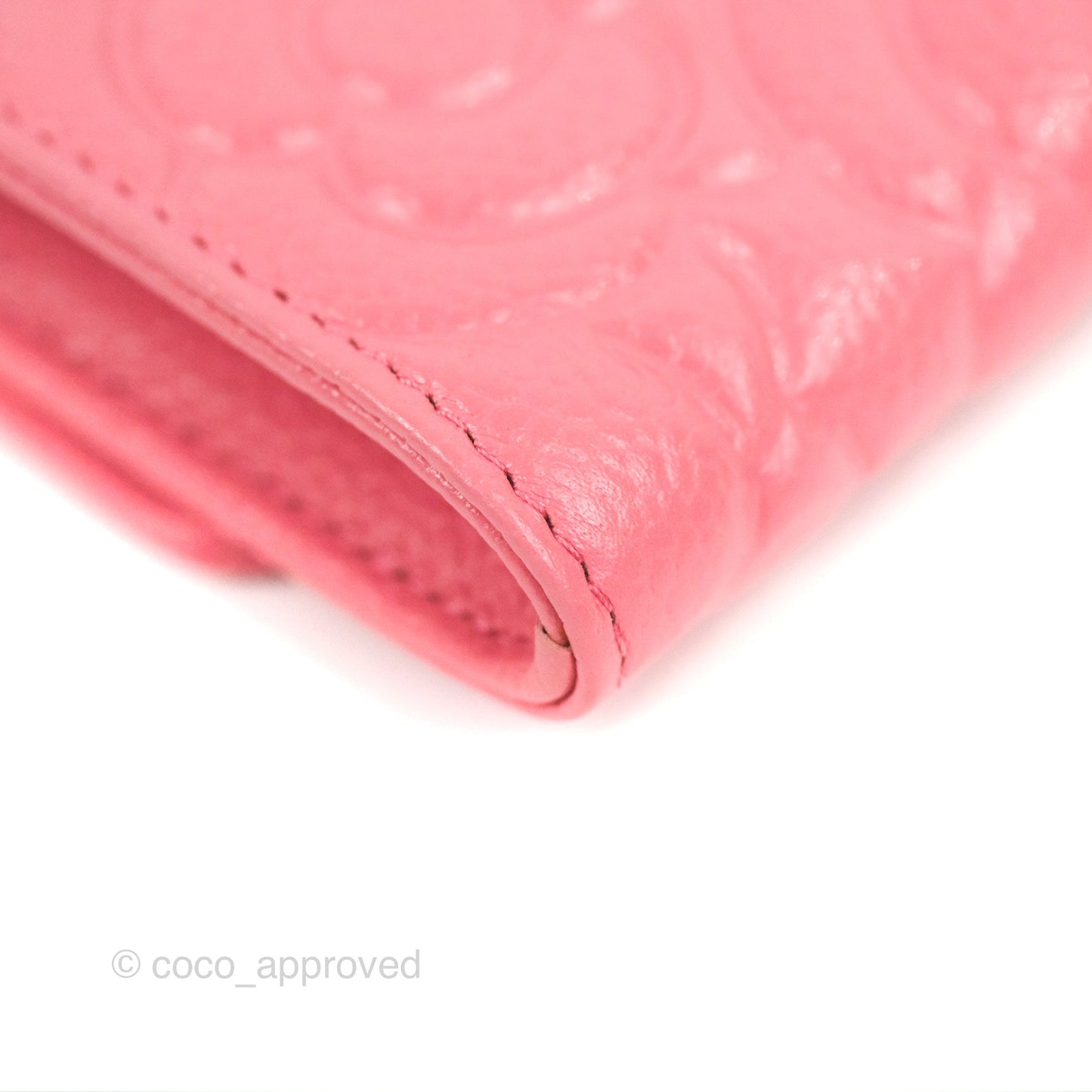 Chanel Camellia Card Holder Pink Caviar Gold Hardware