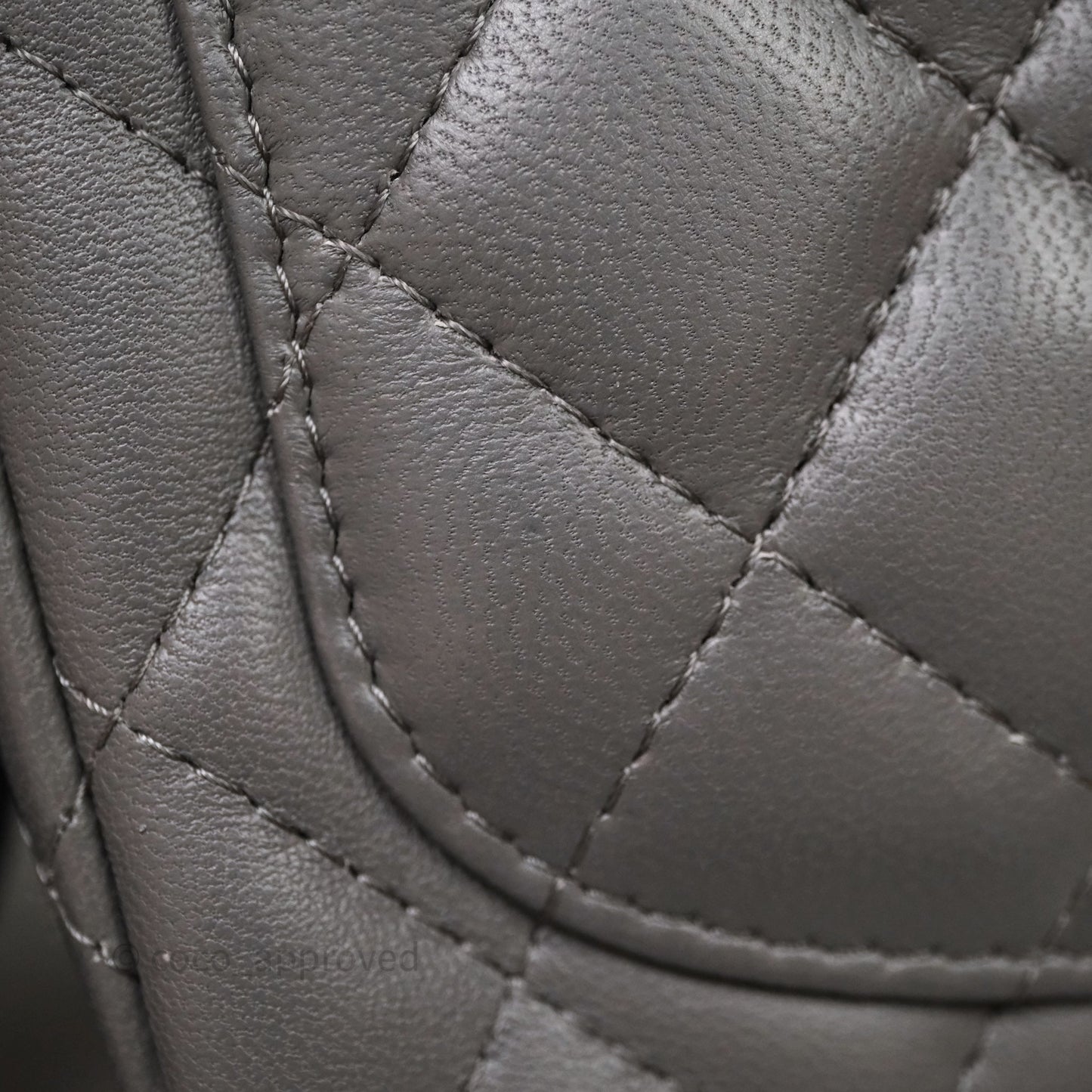 Chanel Mini Square Quilted Grey Lambskin Gold Hardware