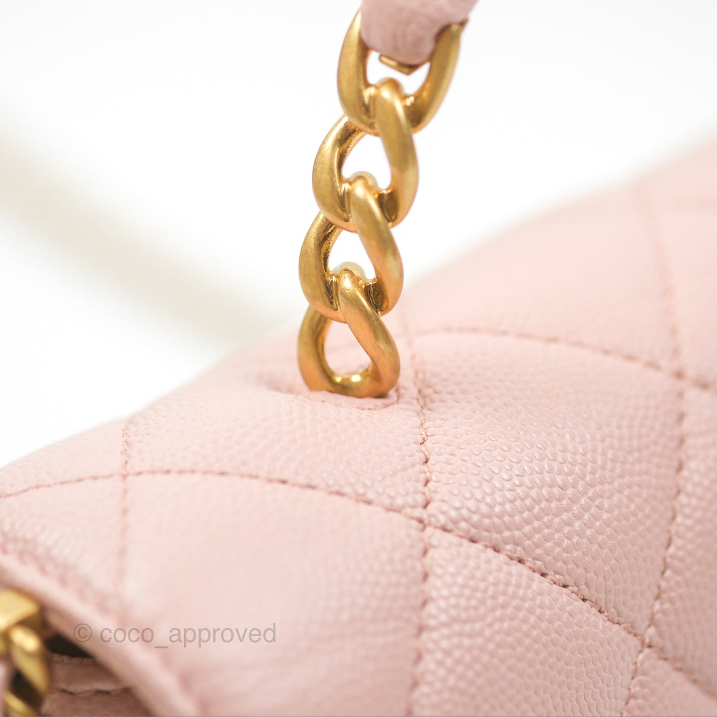 Chanel Carry Me Top Handle Flap Bag Pink Caviar Aged Gold Hardware 23S