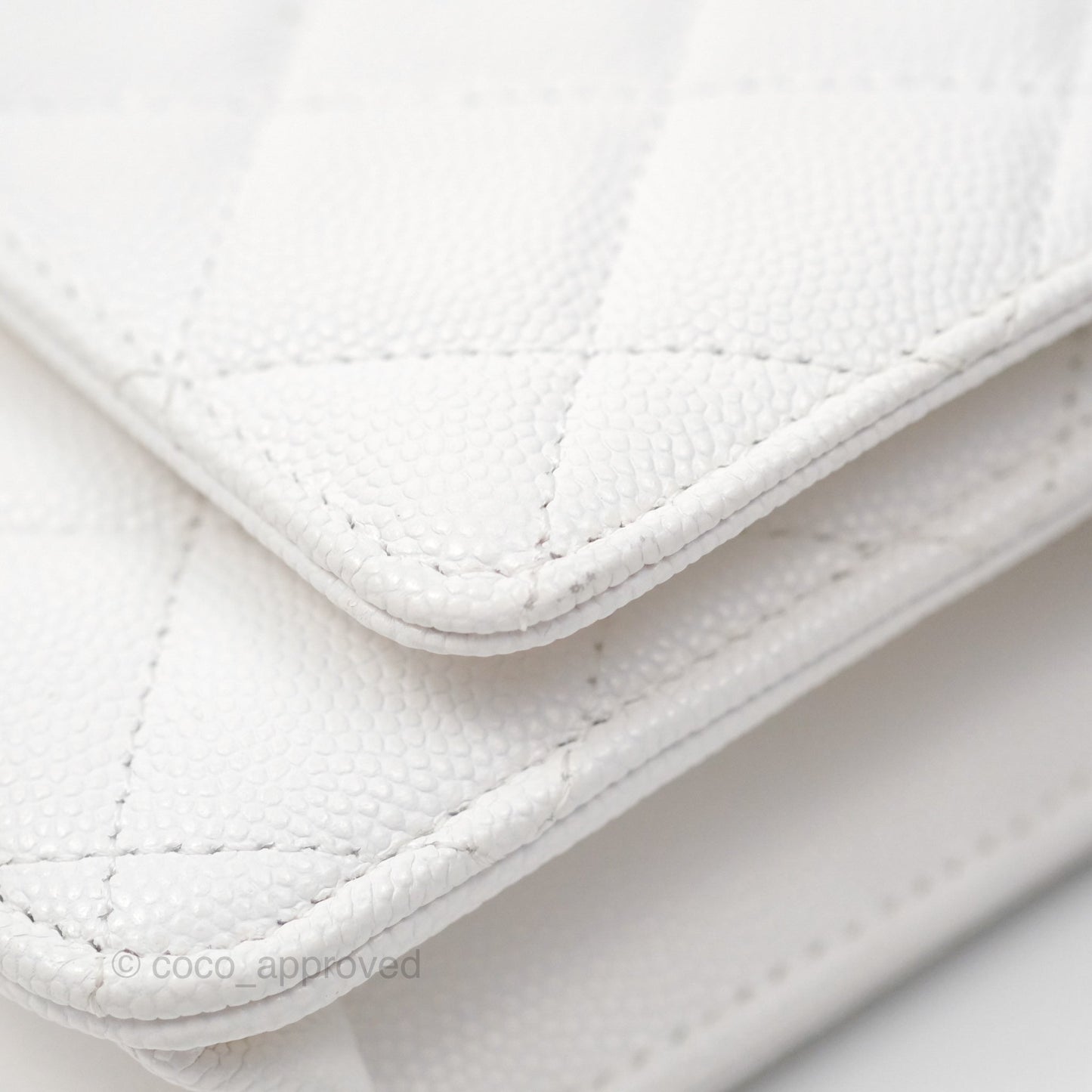 Chanel Quilted Classic Wallet on Chain WOC White Caviar Gold Hardware
