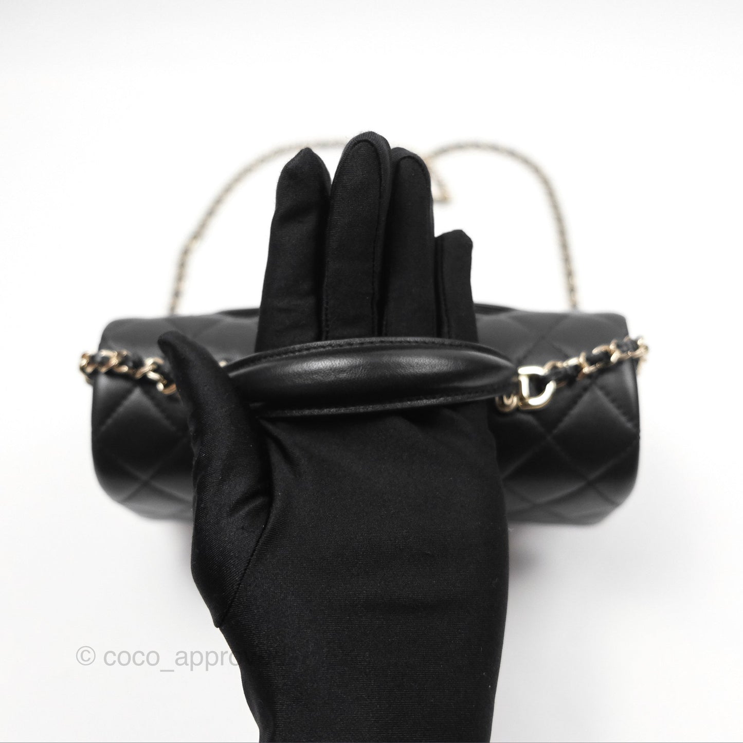 Chanel Top Handle Mini Rectangular Flap Black Lambskin Gold Hardware