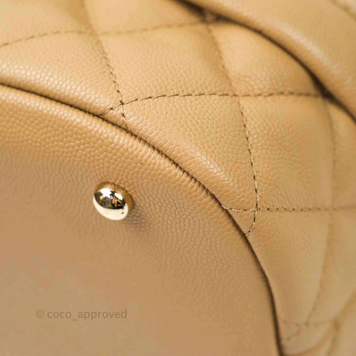 Chanel Caviar Quilted Rolled Up Bucket Drawstring Bag Beige Gold Hardware