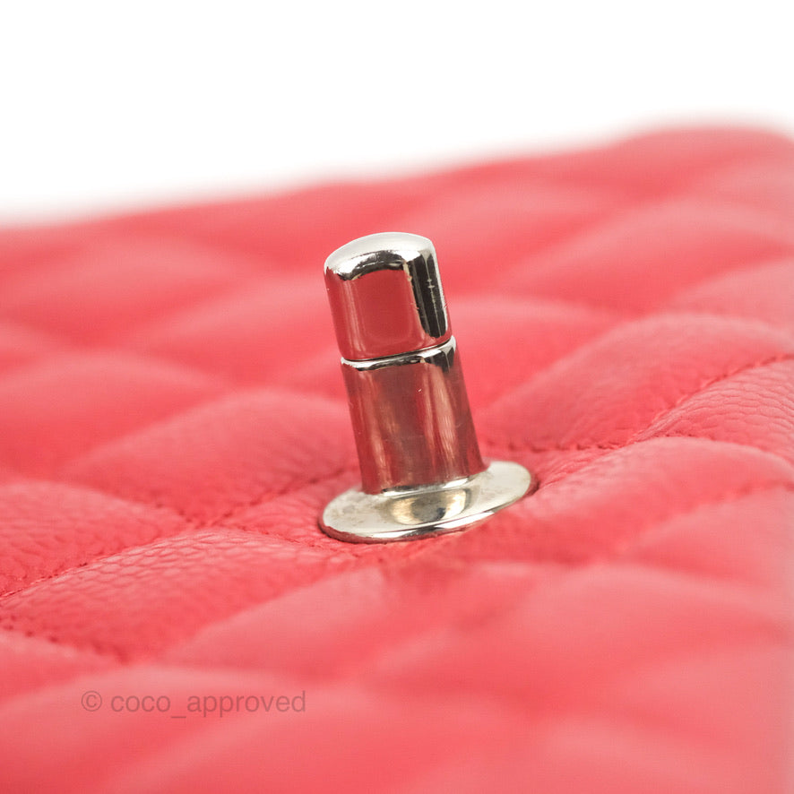 Chanel Quilted Mini Rectangular Flap Red Caviar Silver Hardware