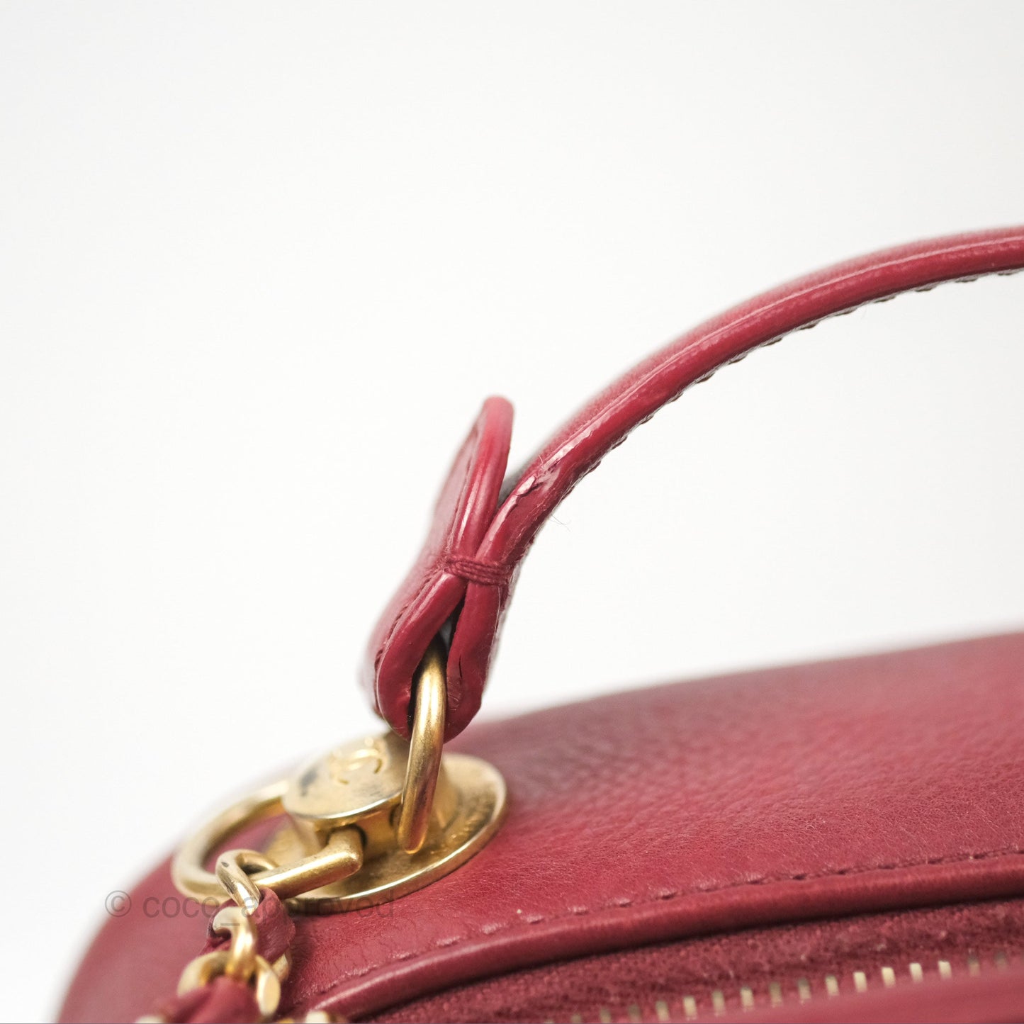 Chanel Quilted CC Small Vanity Case Dark Red Calfskin