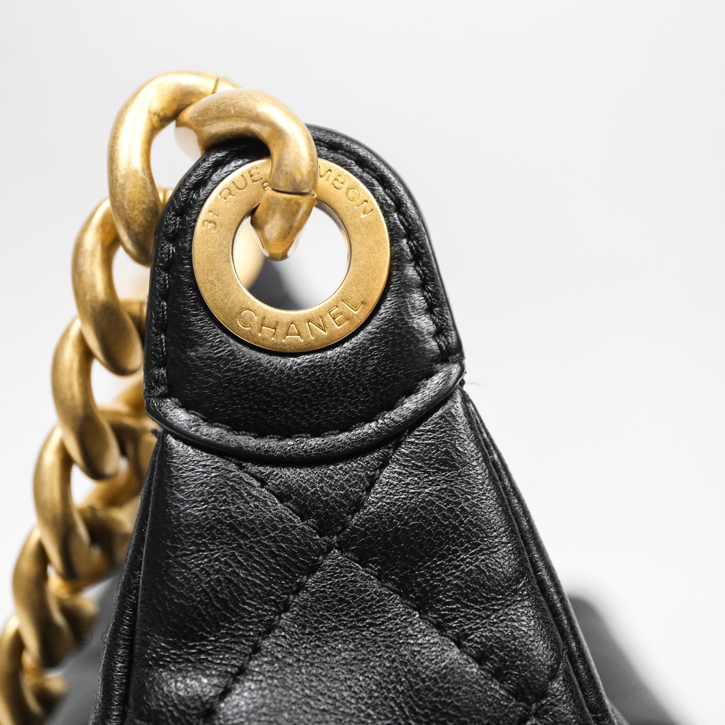 Chanel Small Quilted Trendy Double Pocket Hobo Black Lambskin Gold Hardware