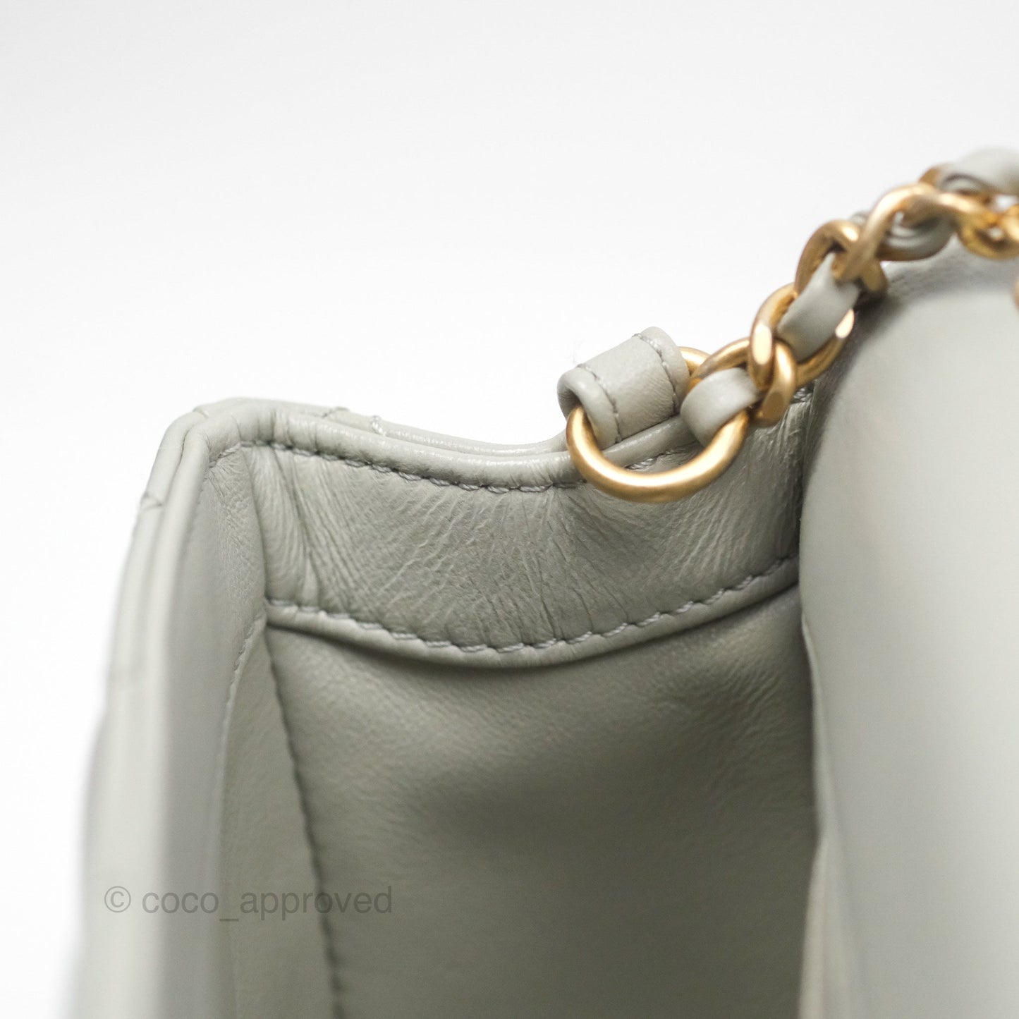 Chanel Mini Rectangular Pearl Crush Grey Lambskin Aged Gold Hardware