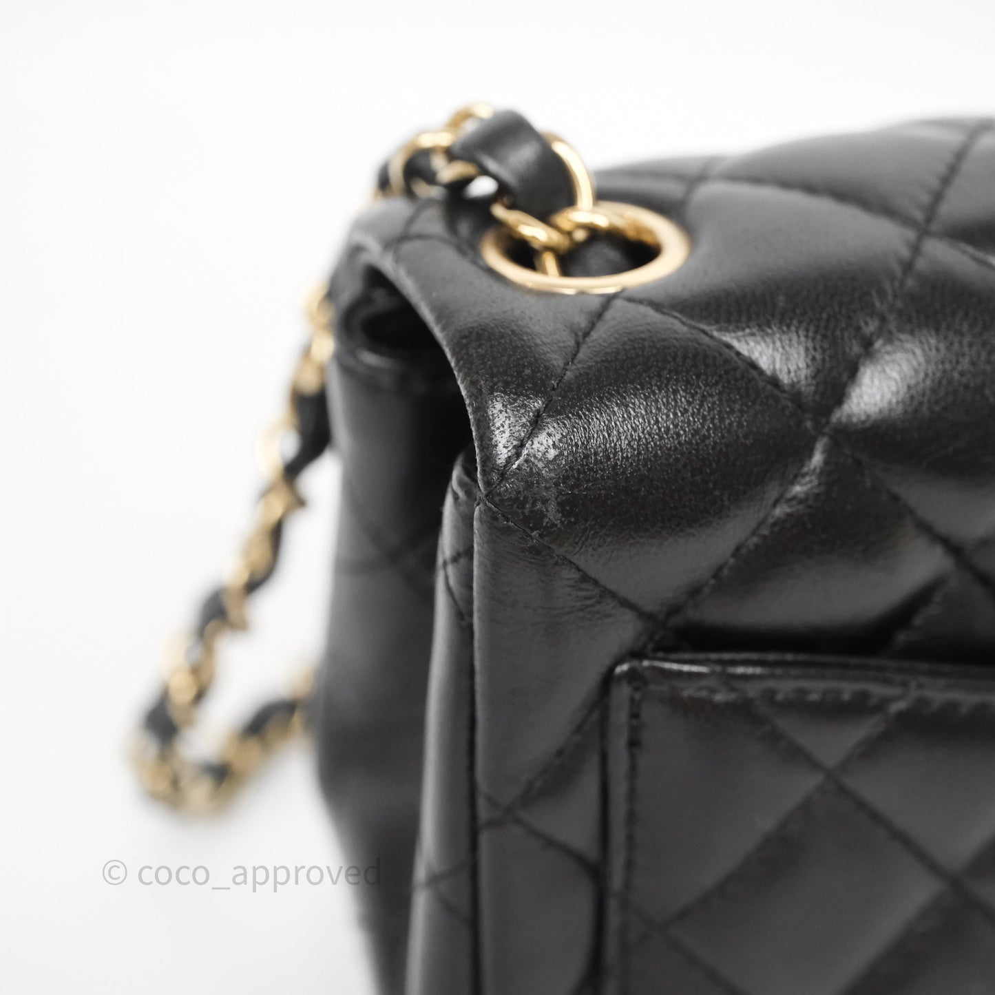 Chanel Mini Square Quilted Black Lambskin Gold Hardware