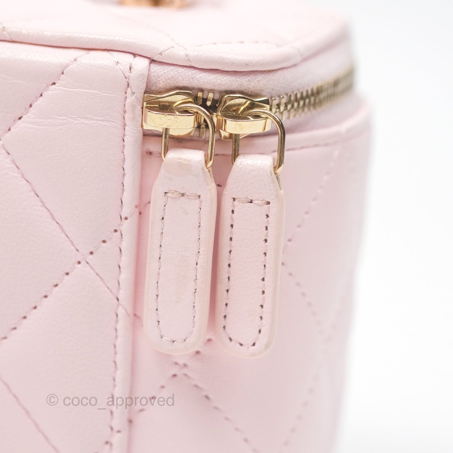 Chanel Vanity Rectangular Top Handle Light Pink Lambskin Gold Hardware