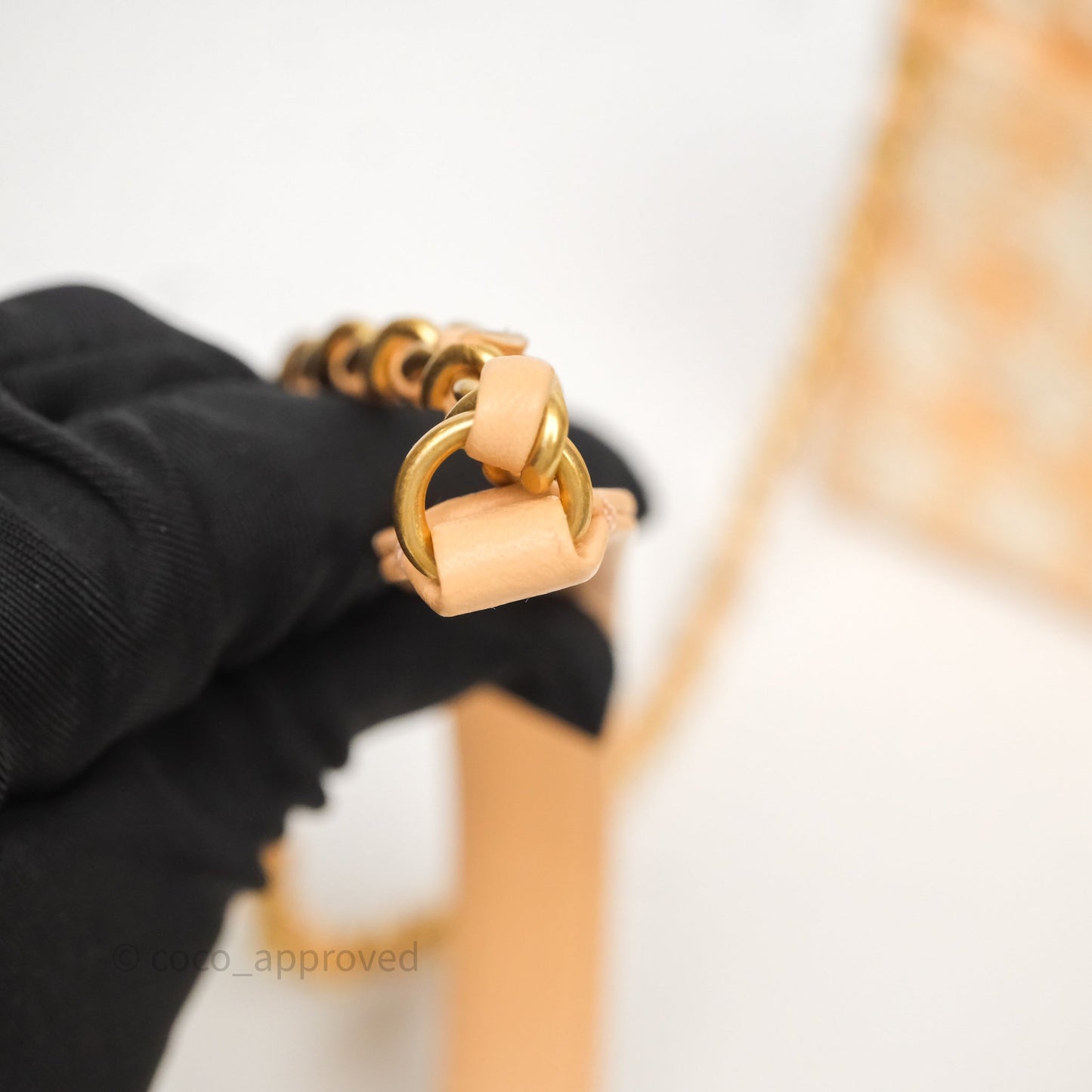 Chanel Vanity Case with Top Handle Orange Apricot Tweed Aged Gold Hardware
