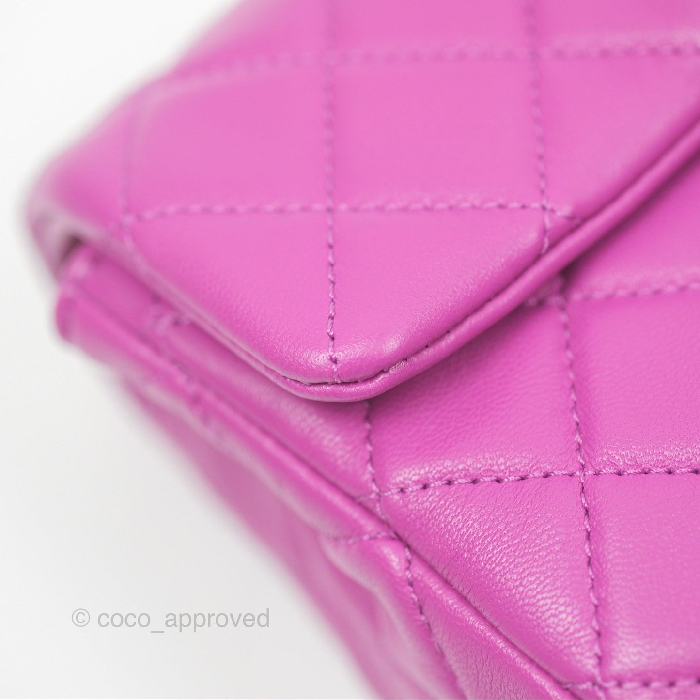 Chanel Mini Rectangular Pearl Crush Quilted Purple Lambskin Aged Gold Hardware