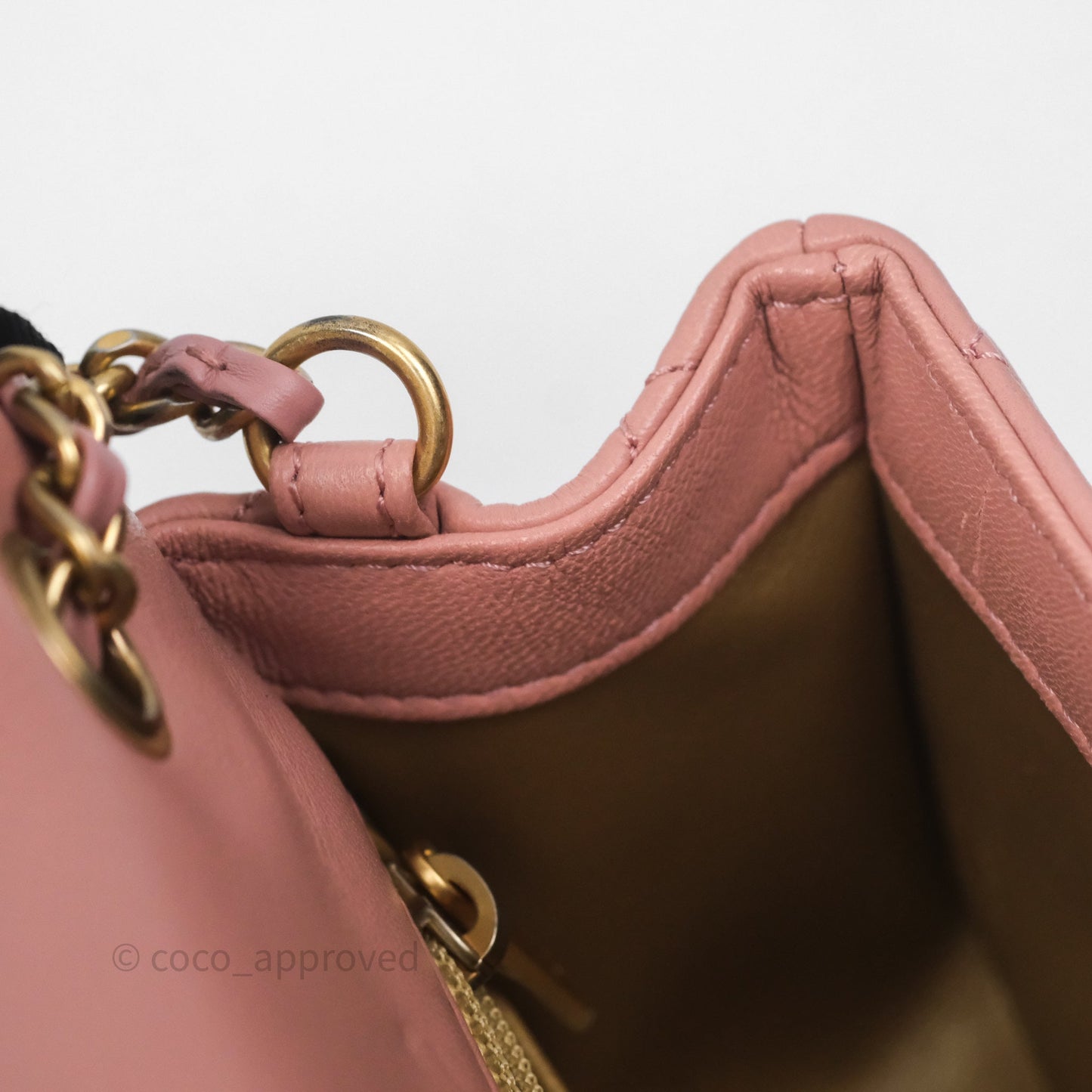 Chanel Mini Rectangular Pearl Crush Dusty Pink Lambskin Aged Gold Hardware