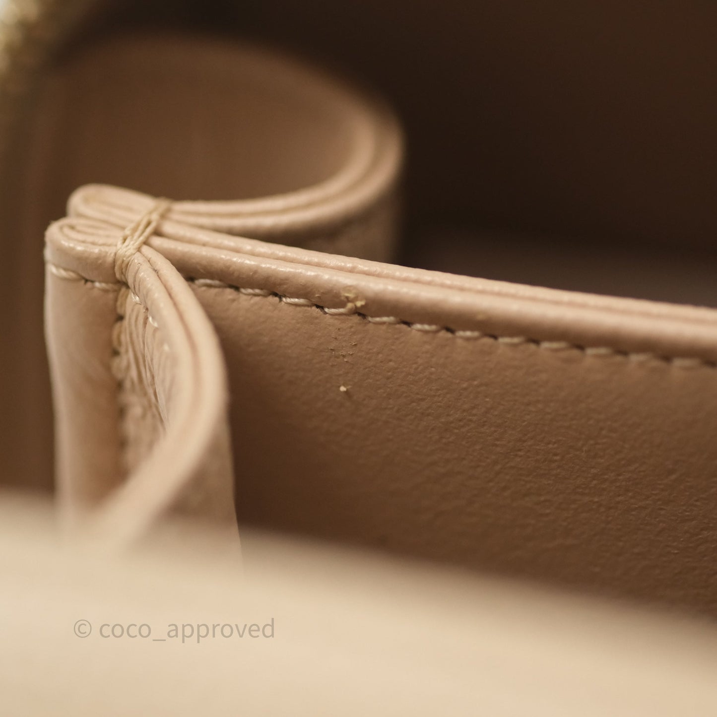 Chanel Quilted Small CC Filigree Vanity Case Beige Caviar Gold Hardware
