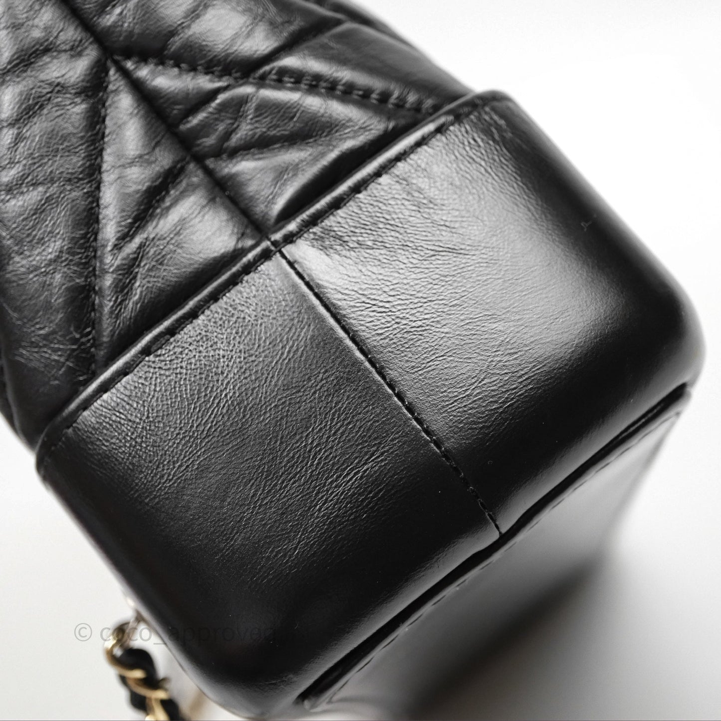 Chanel Small Chevron Gabrielle Backpack Black Aged Calfskin