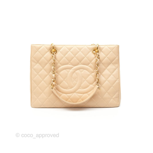 Chanel GST Beige Caviar Gold Hardware