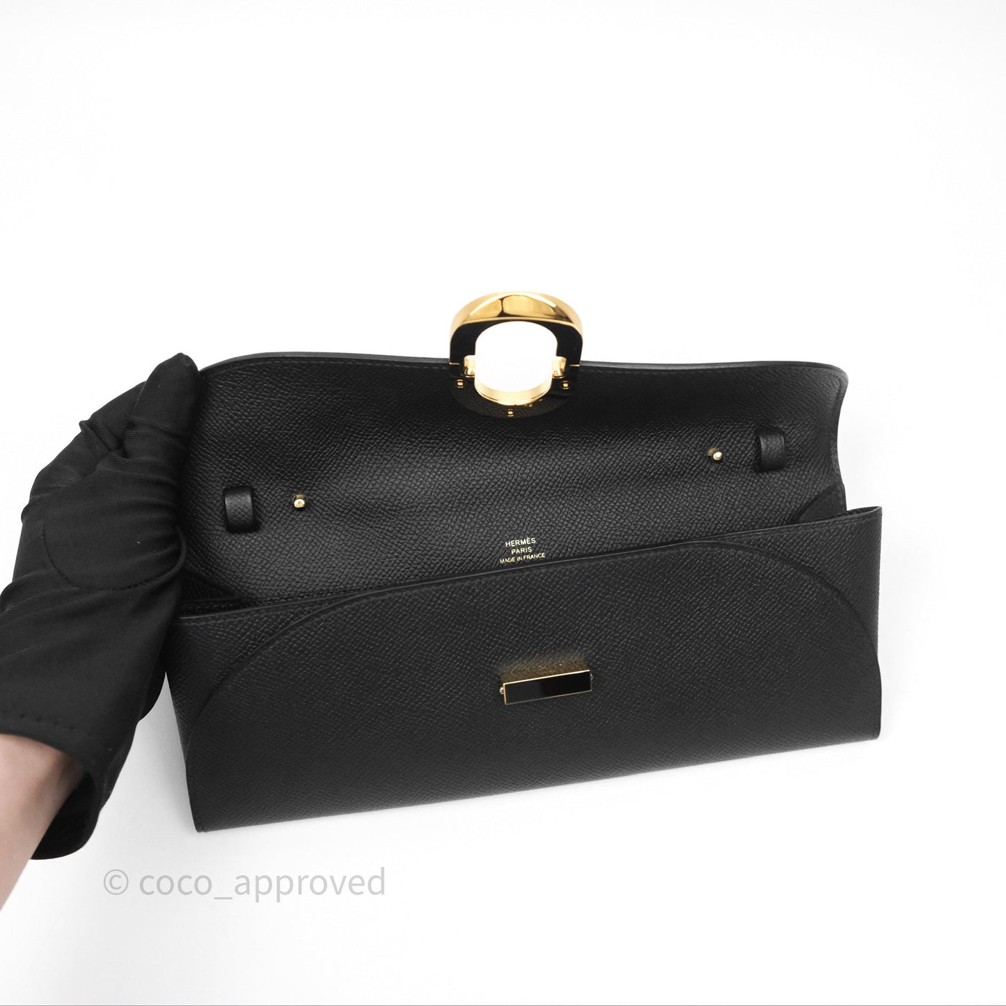 Hermès Maillon To Go Epsom Noir 89 Gold Hardware