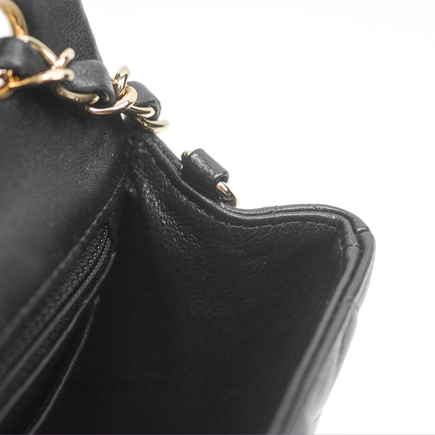 Chanel Mini Rectangular Flap Quilted Black Lambskin Gold Hardware
