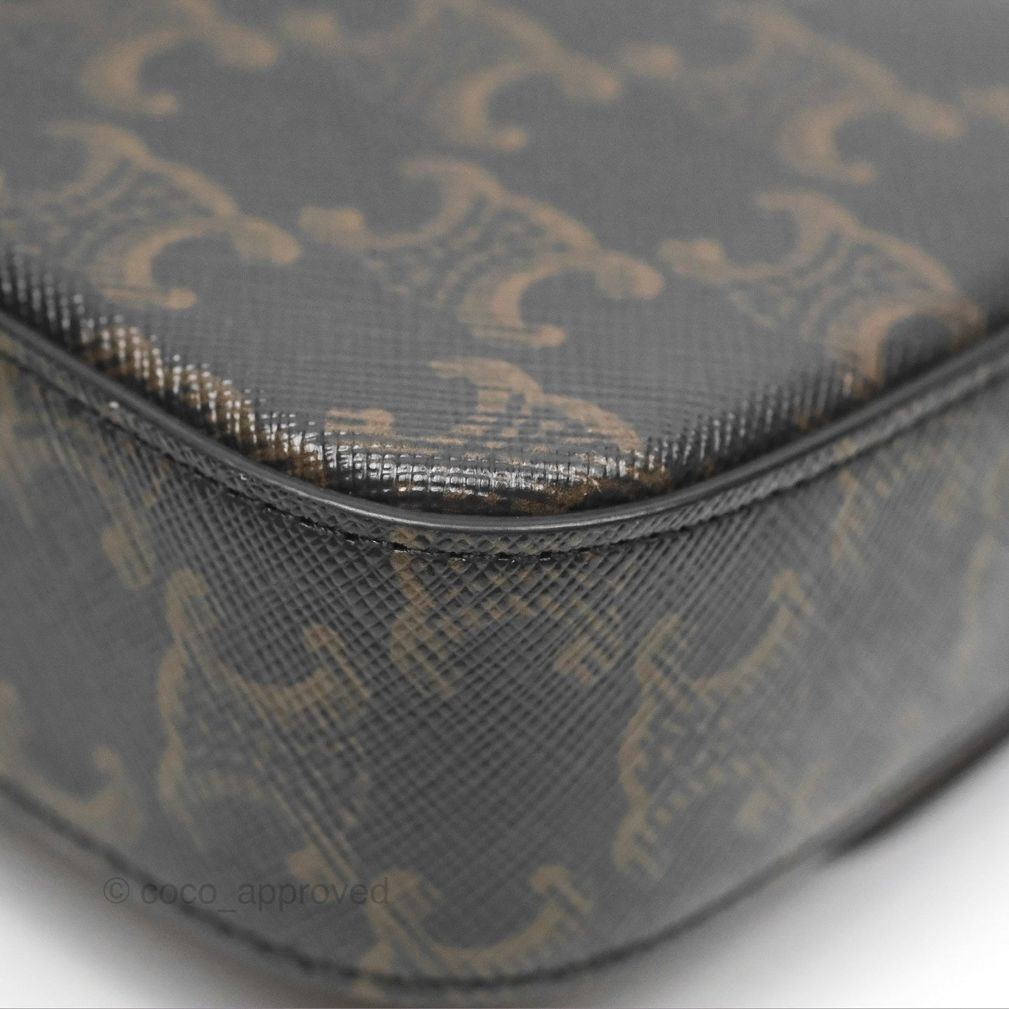 Celine Triomphe Shoulder Bag Tan Calfskin Triomphe Canvas
